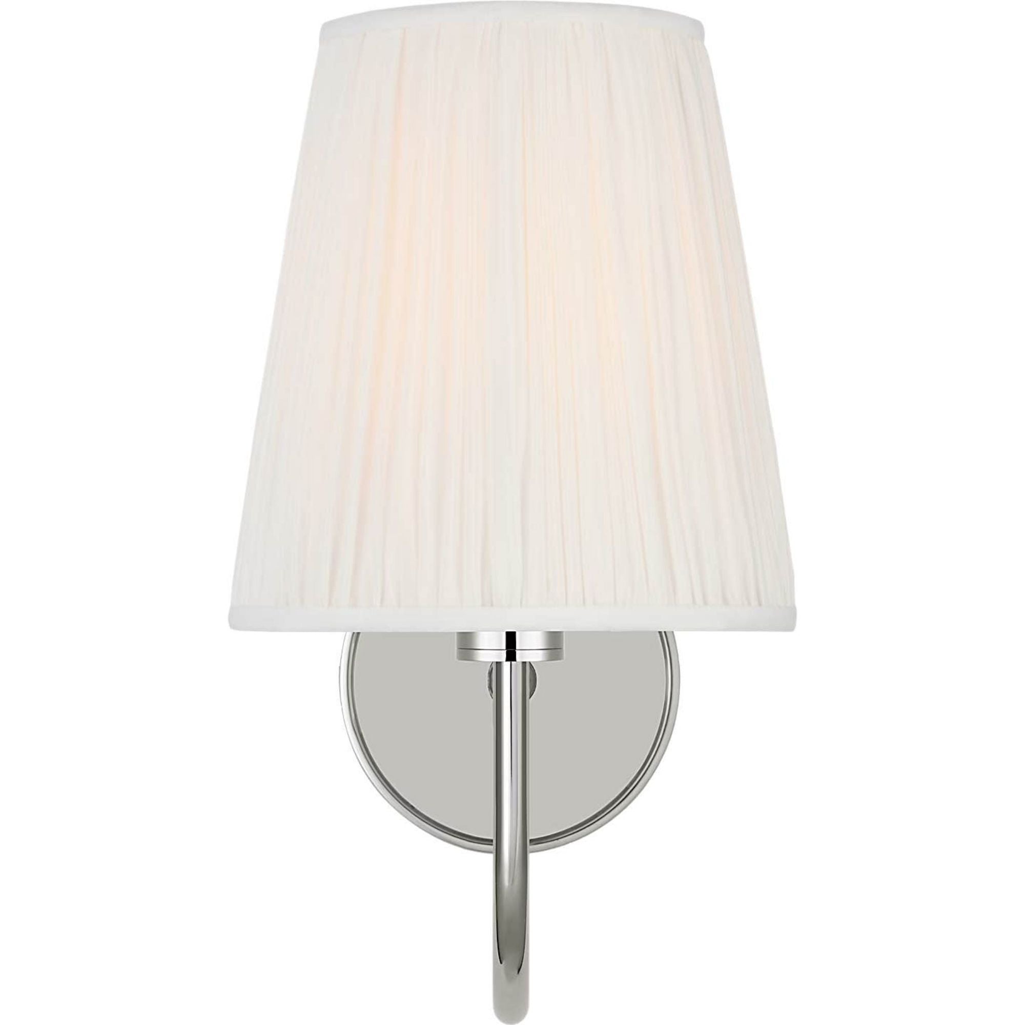 Amber Lewis Lyndsie Small Cordless Sconce in Polished Nickel with Silk Pleated Shade W6" x H10.75" x E10"