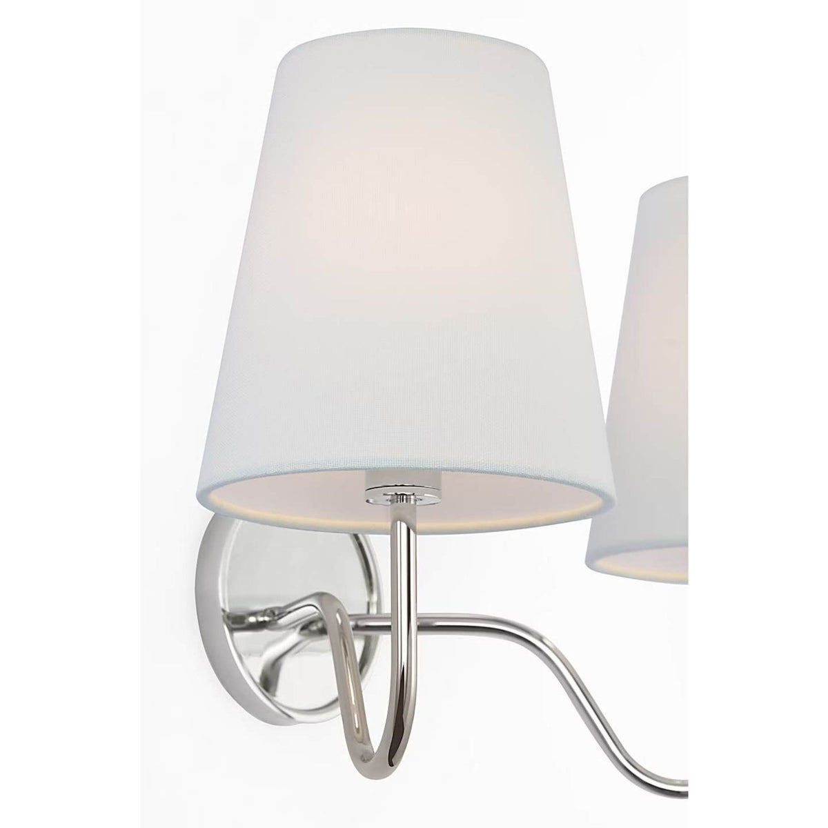 Amber Lewis Lyndsie 11" Double Sconce in Polished Nickel with Linen Shades W16" x H10.75" x E9.5"