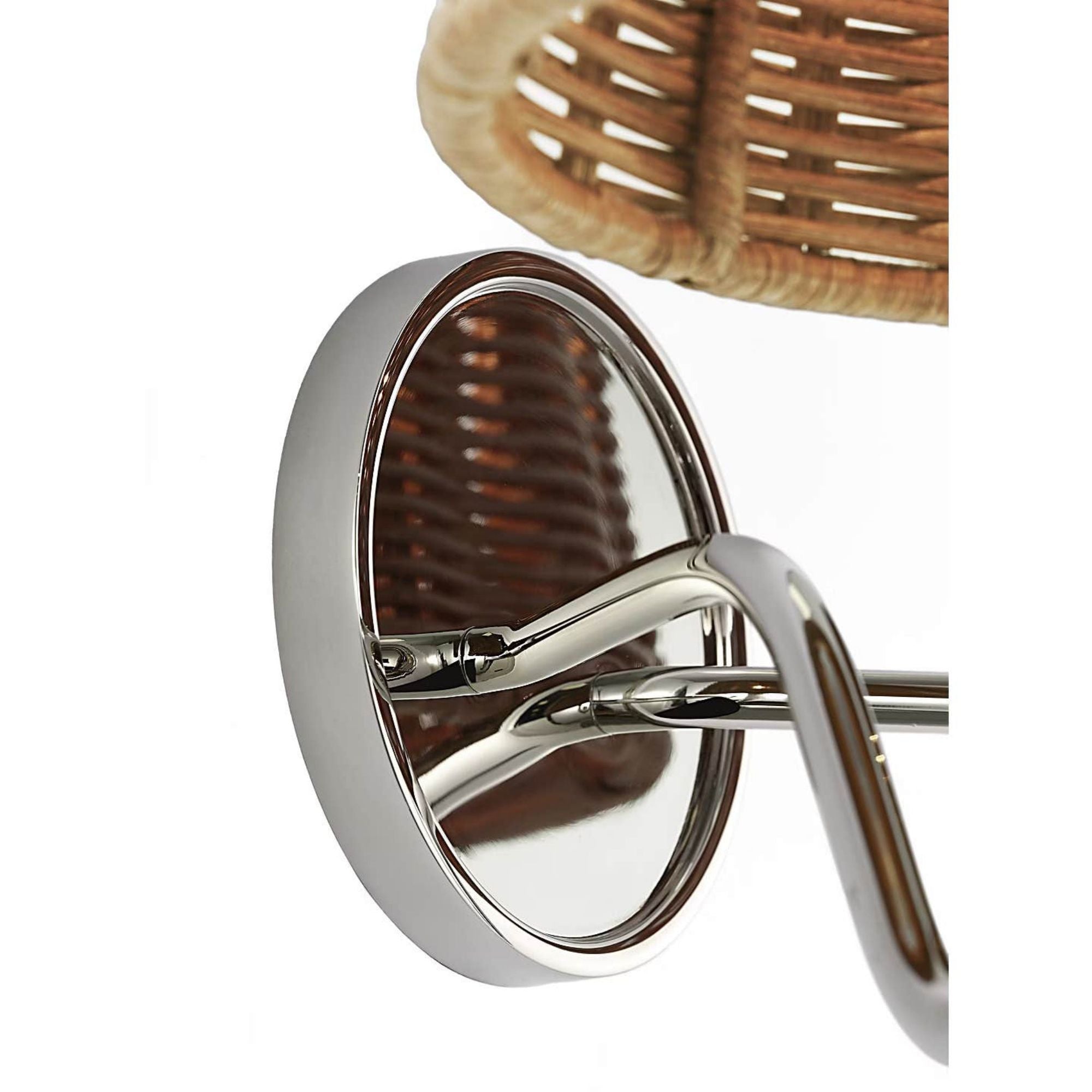 Amber Lewis Lyndsie 11" Double Sconce in Polished Nickel with Natural Wicker Shades W16" x H10.75" x E9.5"