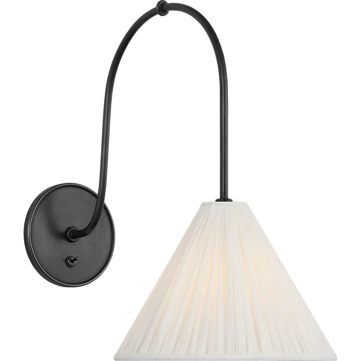 Amber Lewis Malia 14" Arched Wall Light in Bronze with Silk Pleated Shade W8" x H13.75" x E14"