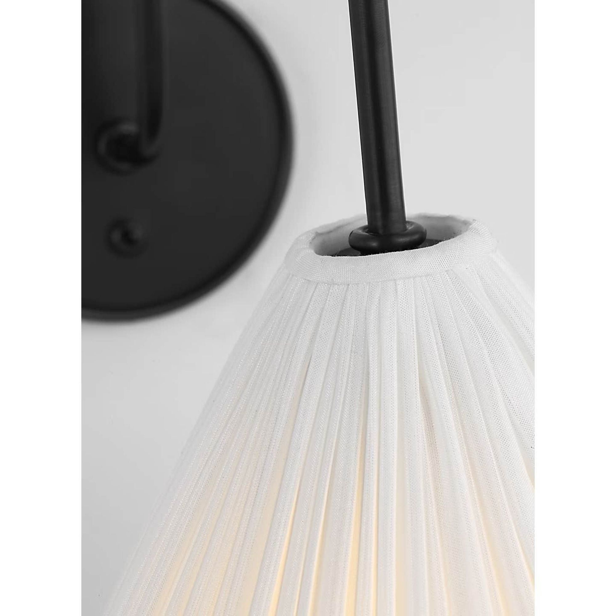 Amber Lewis Malia 14" Arched Wall Light in Bronze with Silk Pleated Shade W8" x H13.75" x E14"