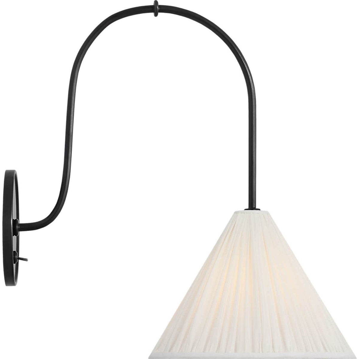 Amber Lewis Malia 14" Arched Wall Light in Bronze with Silk Pleated Shade W8" x H13.75" x E14"