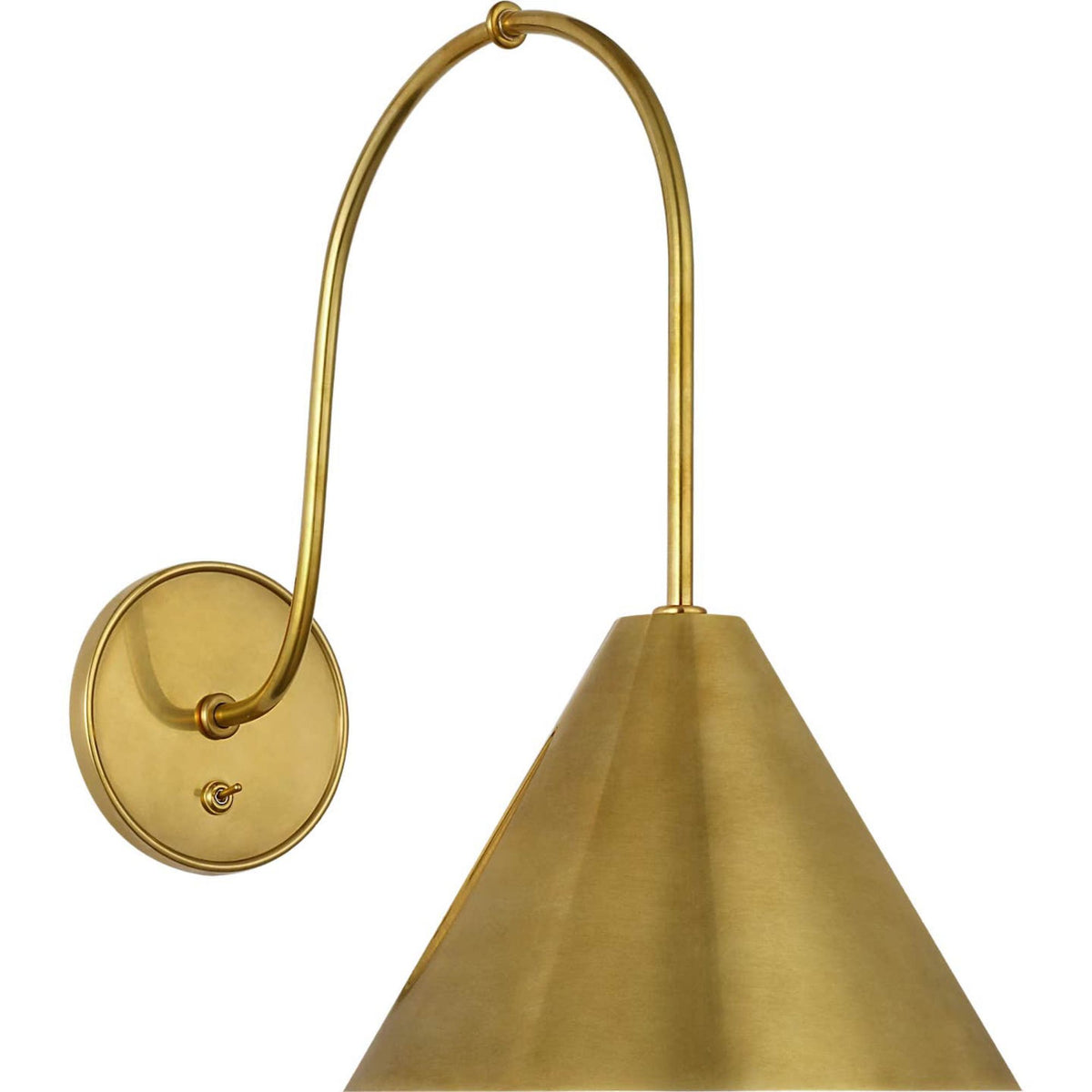 Amber Lewis Malia 14" Arched Wall Light in Hand-Rubbed Antique Brass with Hand-Rubbed Antique Brass Shade W8" x H13.75" x E14"