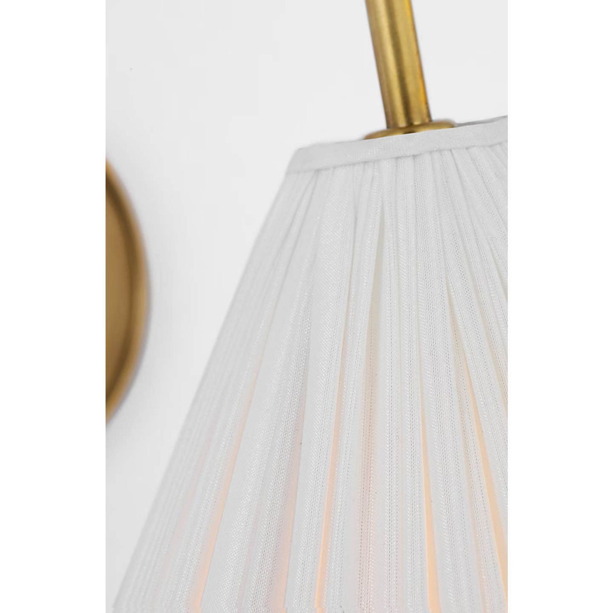 Amber Lewis Malia 14" Arched Wall Light in Hand-Rubbed Antique Brass with Silk Pleated Shade W8" x H13.75" x E14"