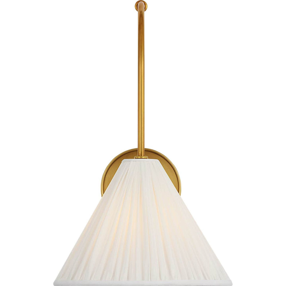Amber Lewis Malia 14" Arched Wall Light in Hand-Rubbed Antique Brass with Silk Pleated Shade W8" x H13.75" x E14"