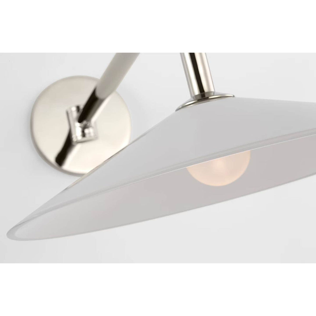 Amber Lewis Ponce 9" Articulating Sconce in Polished Nickel with Milk White Glass Shade W13" x H8.5" x E23.75"