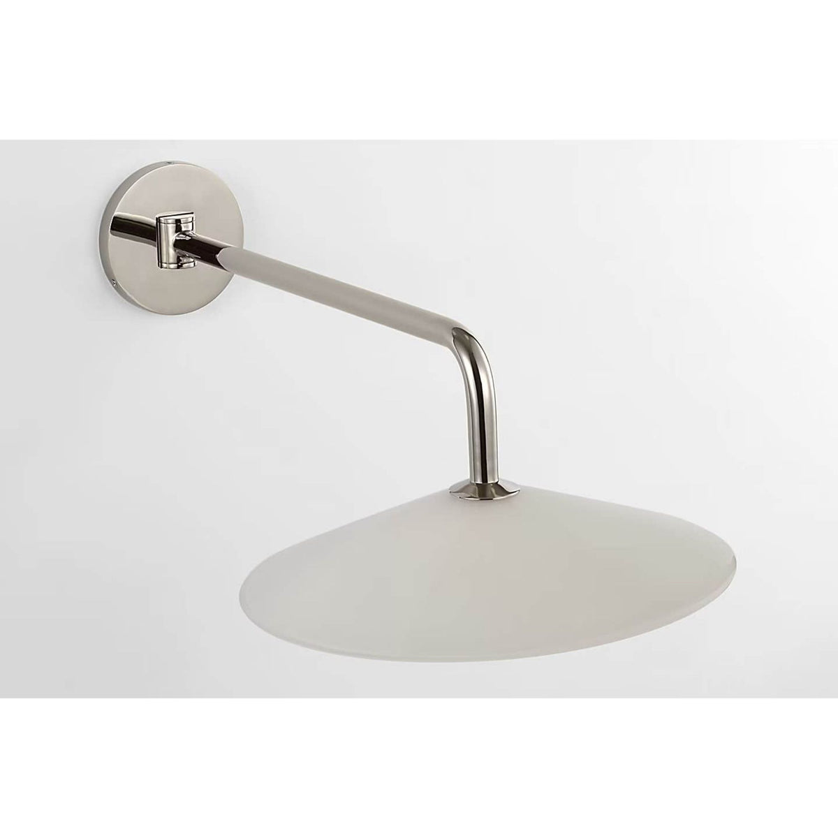 Amber Lewis Ponce 9" Articulating Sconce in Polished Nickel with Milk White Glass Shade W13" x H8.5" x E23.75"