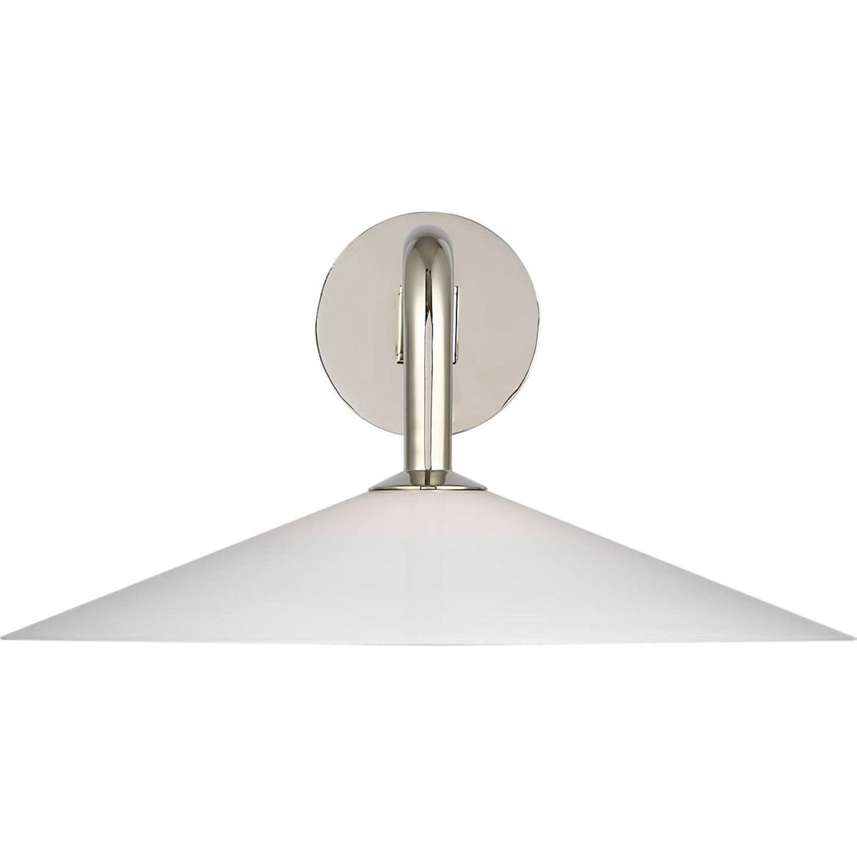 Amber Lewis Ponce 9" Articulating Sconce in Polished Nickel with Milk White Glass Shade W13" x H8.5" x E23.75"