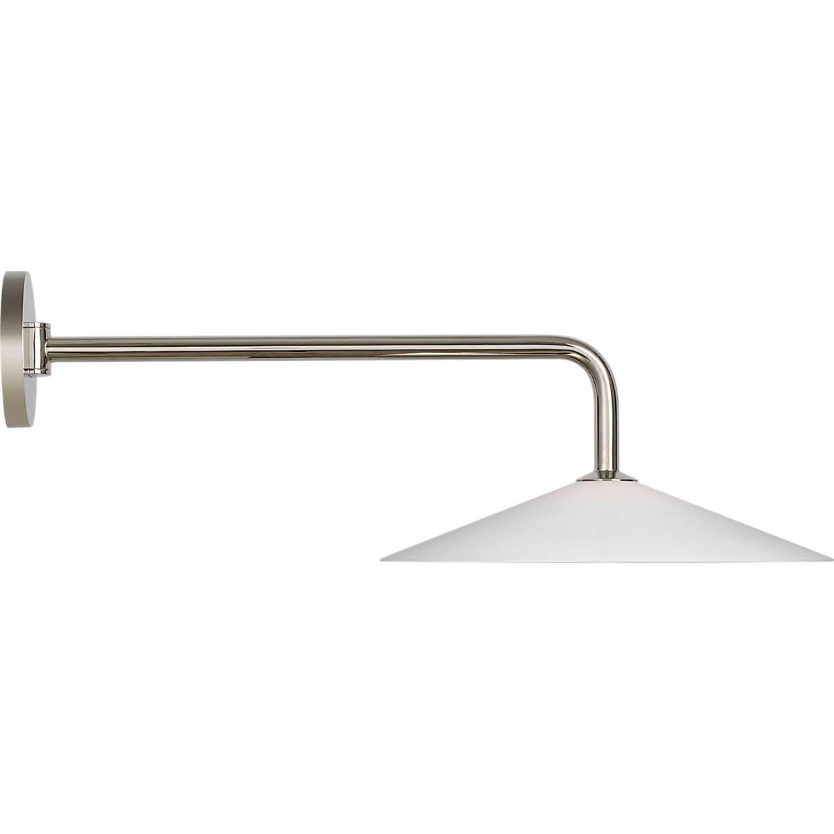 Amber Lewis Ponce 9" Articulating Sconce in Polished Nickel with Milk White Glass Shade W13" x H8.5" x E23.75"