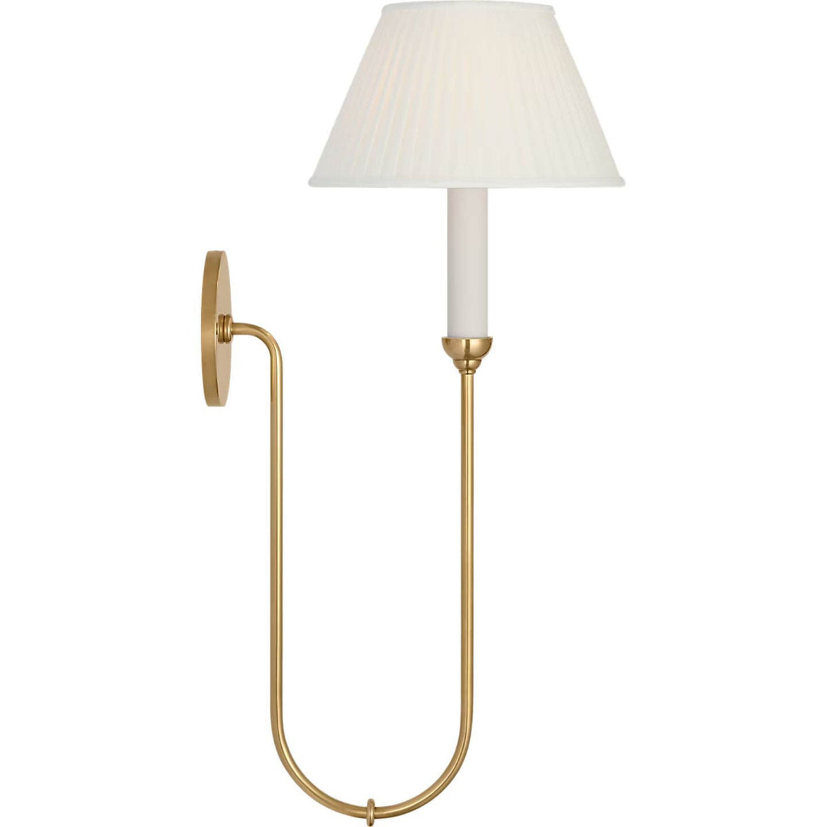 Amber Lewis Ingela 24" Single Sconce in Hand-Rubbed Antique Brass with Silk Pleat Shade W9" x H24" x E12"