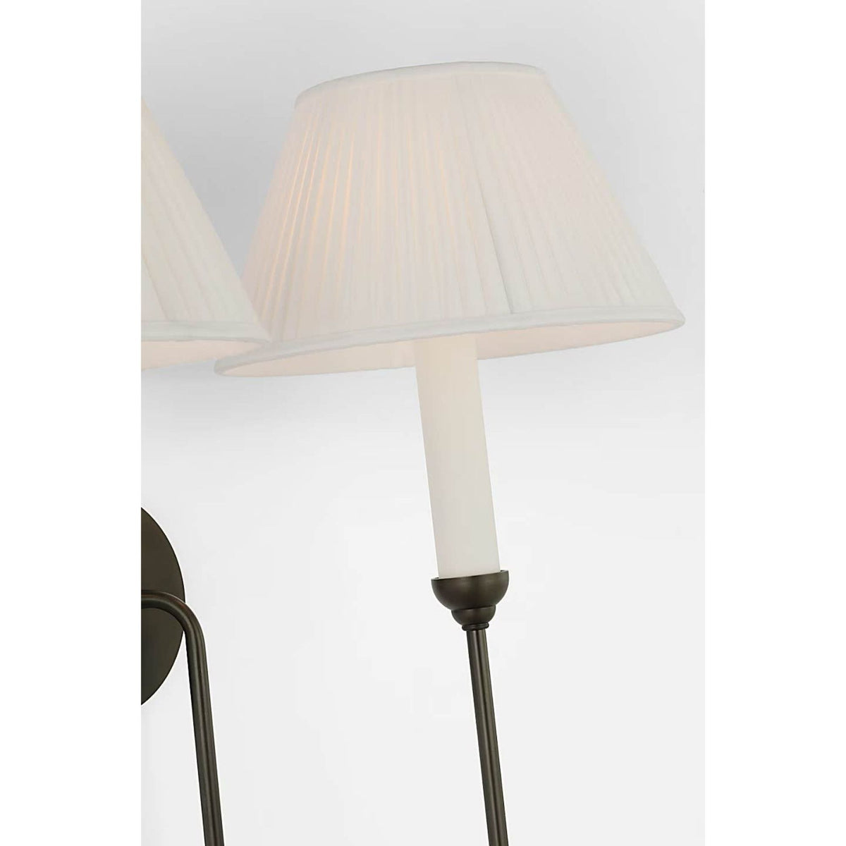 Amber Lewis Ingela 24" Double Sconce in Modern Iron with Silk Pleat Shades W19.5" x H24" x E10.5"
