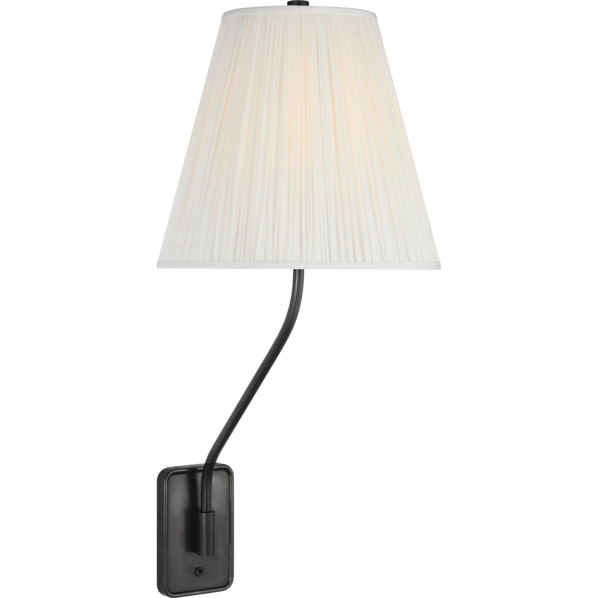Amber Lewis Knox 26" Single Sconce in Bronze with Silk Pleated Shade W12" x H25.75" x E14"