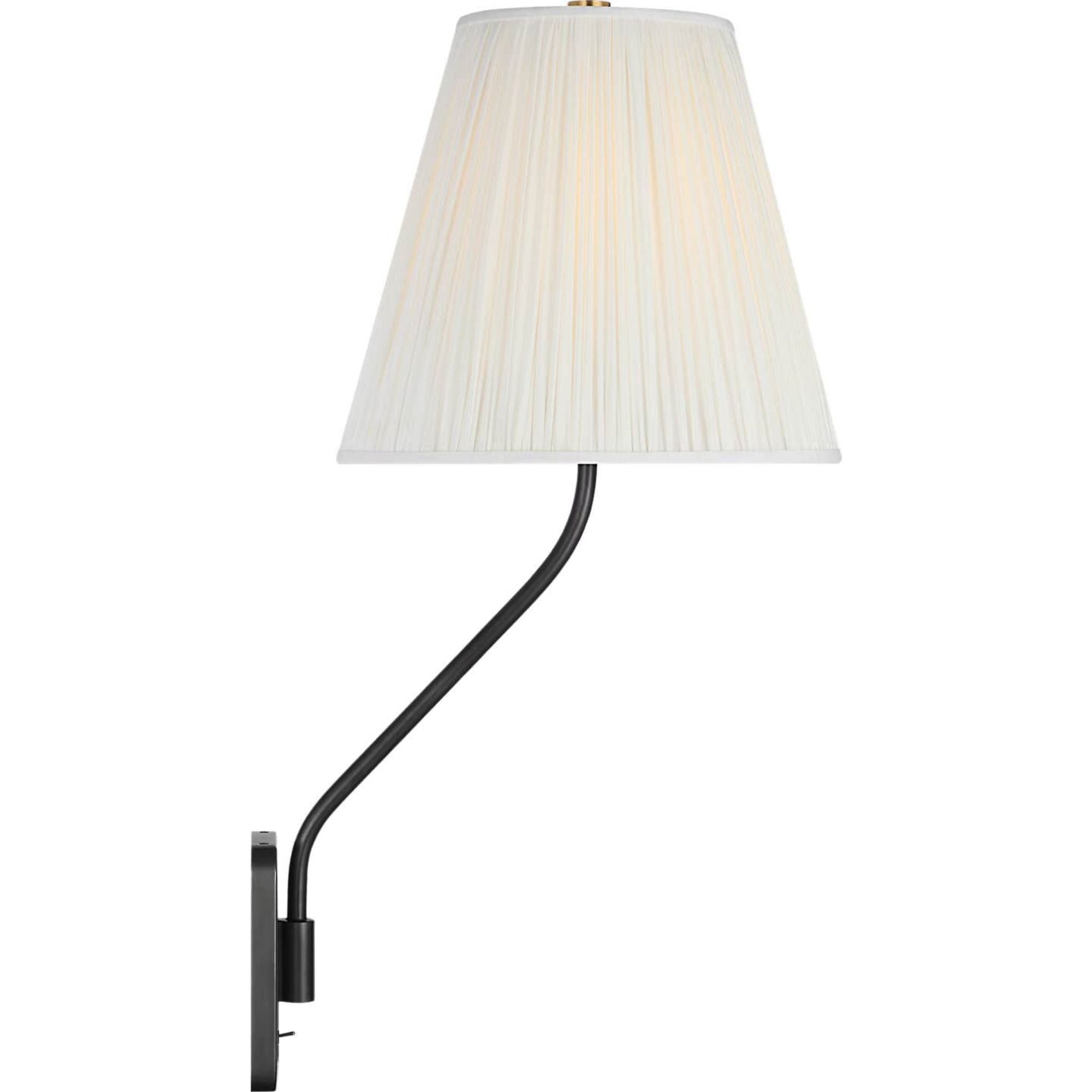 Amber Lewis Knox 26" Single Sconce in Bronze with Silk Pleated Shade W12" x H25.75" x E14"
