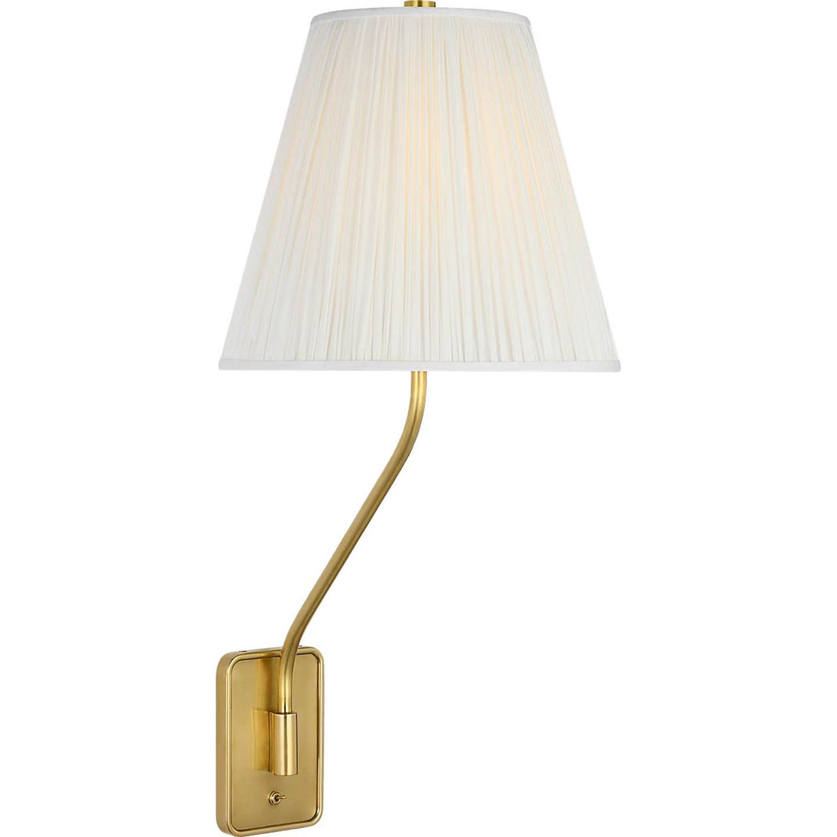 Amber Lewis Knox 26" Single Sconce in Hand-Rubbed Antique Brass with Silk Pleated Shade W12" x H25.75" x E14"