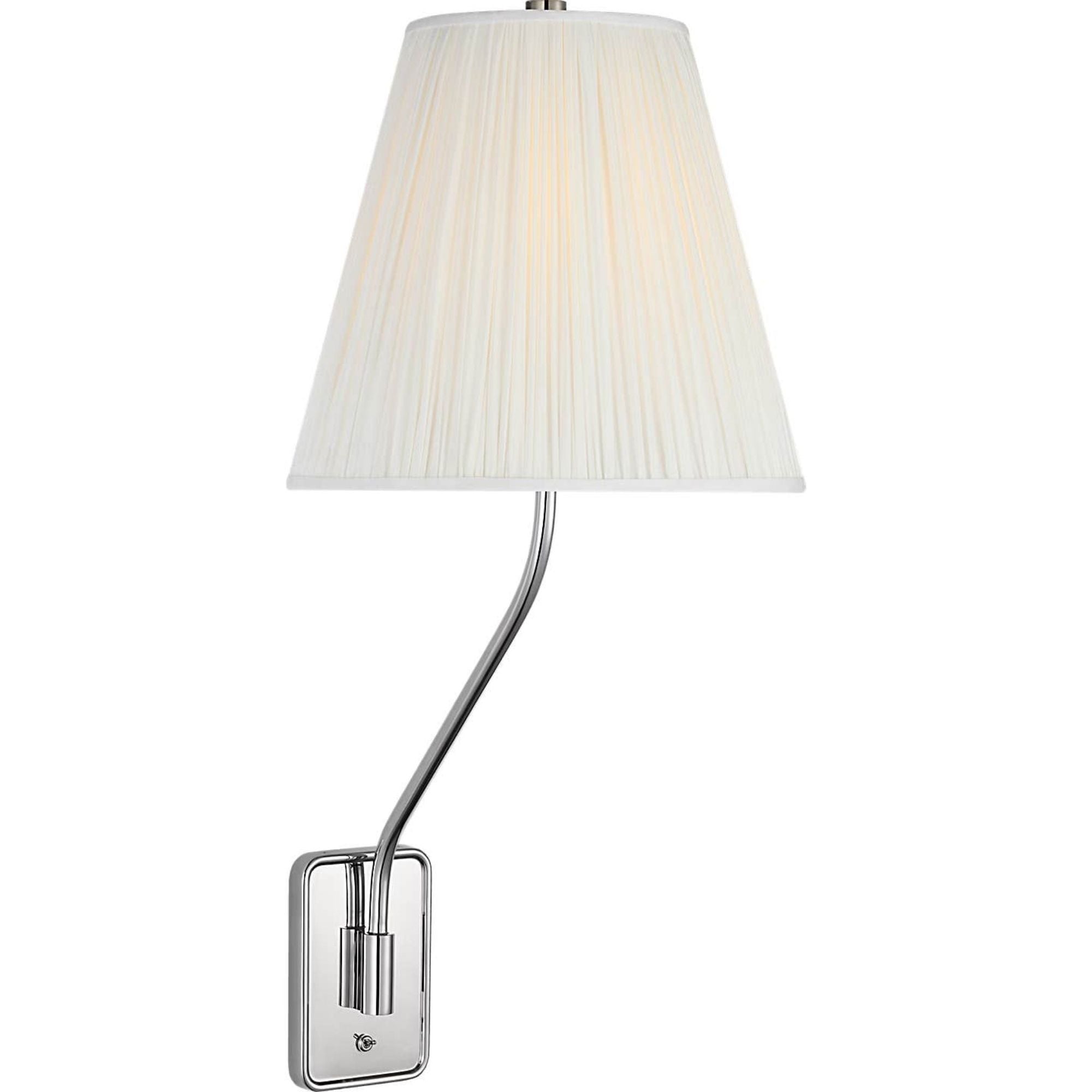 Amber Lewis Knox 26" Single Sconce in Polished Nickel with Silk Pleated Shade W12" x H25.75" x E14"