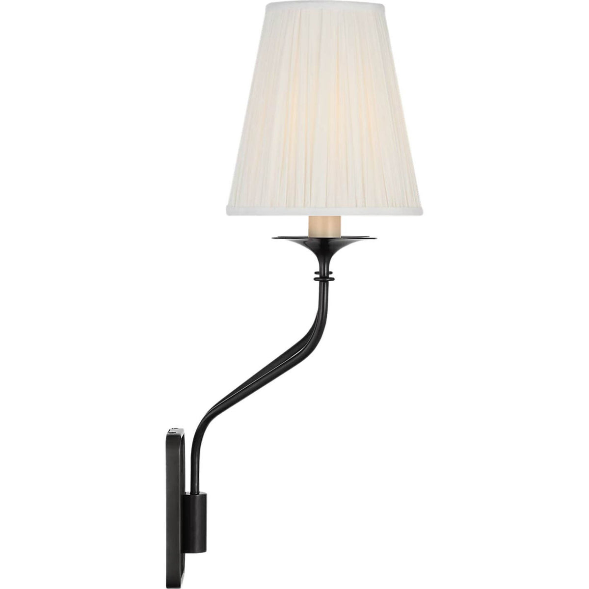 Amber Lewis Knox 19" Double Sconce in Bronze with Silk Pleated Shades W15.25" x H18.75" x E8"