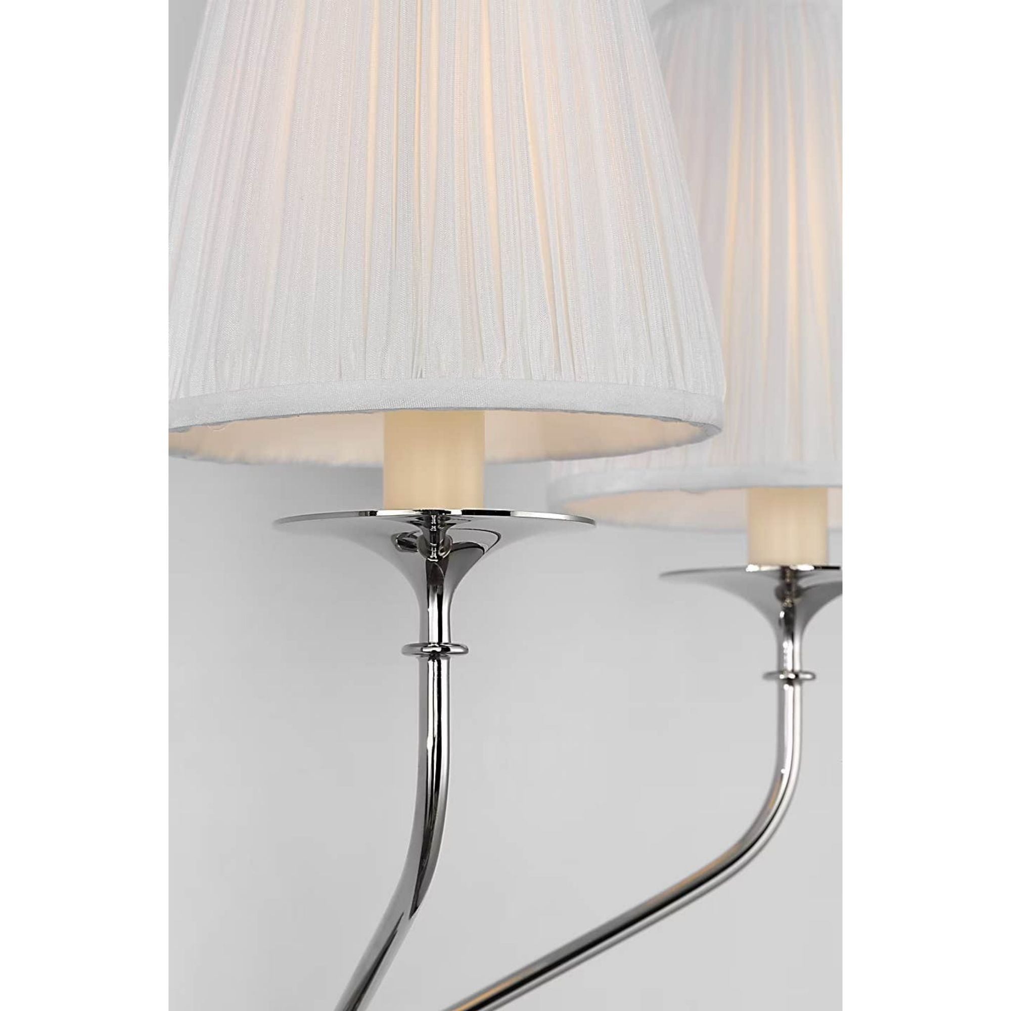 Amber Lewis Knox 19" Double Sconce in Polished Nickel with Silk Pleated Shades W15.25" x H18.75" x E8"