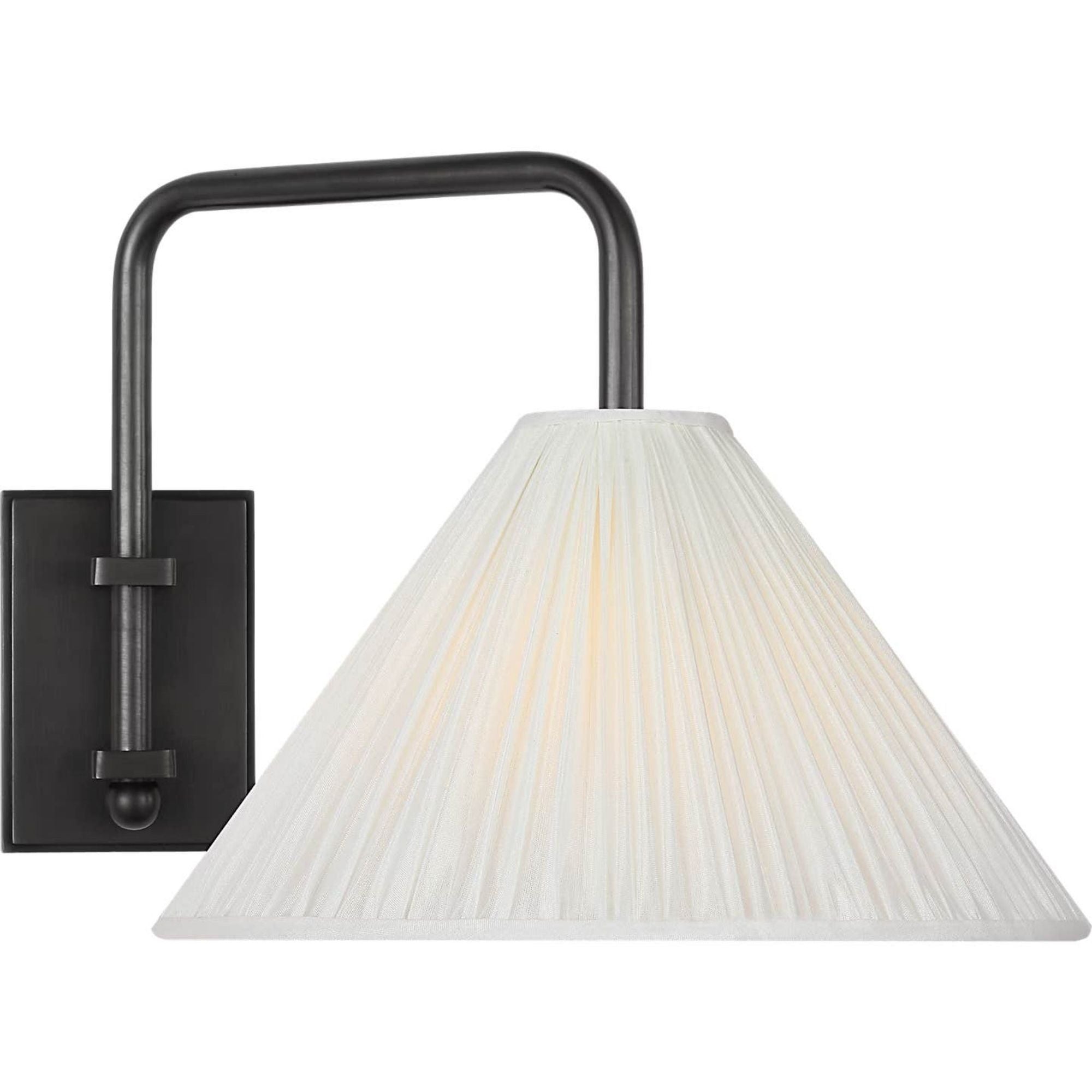 Amber Lewis Waylon 8" Articulating Sconce in Bronze with Silk Pleated Shade W10" x H8.75" x E13"