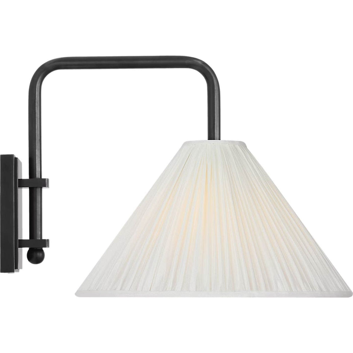 Amber Lewis Waylon 8" Articulating Sconce in Bronze with Silk Pleated Shade W10" x H8.75" x E13"