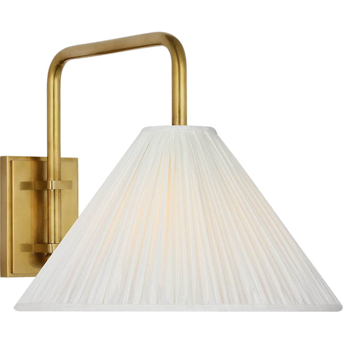 Amber Lewis Waylon 8" Articulating Sconce in Hand-Rubbed Antique Brass with Silk Pleated Shade W10" x H8.75" x E13"