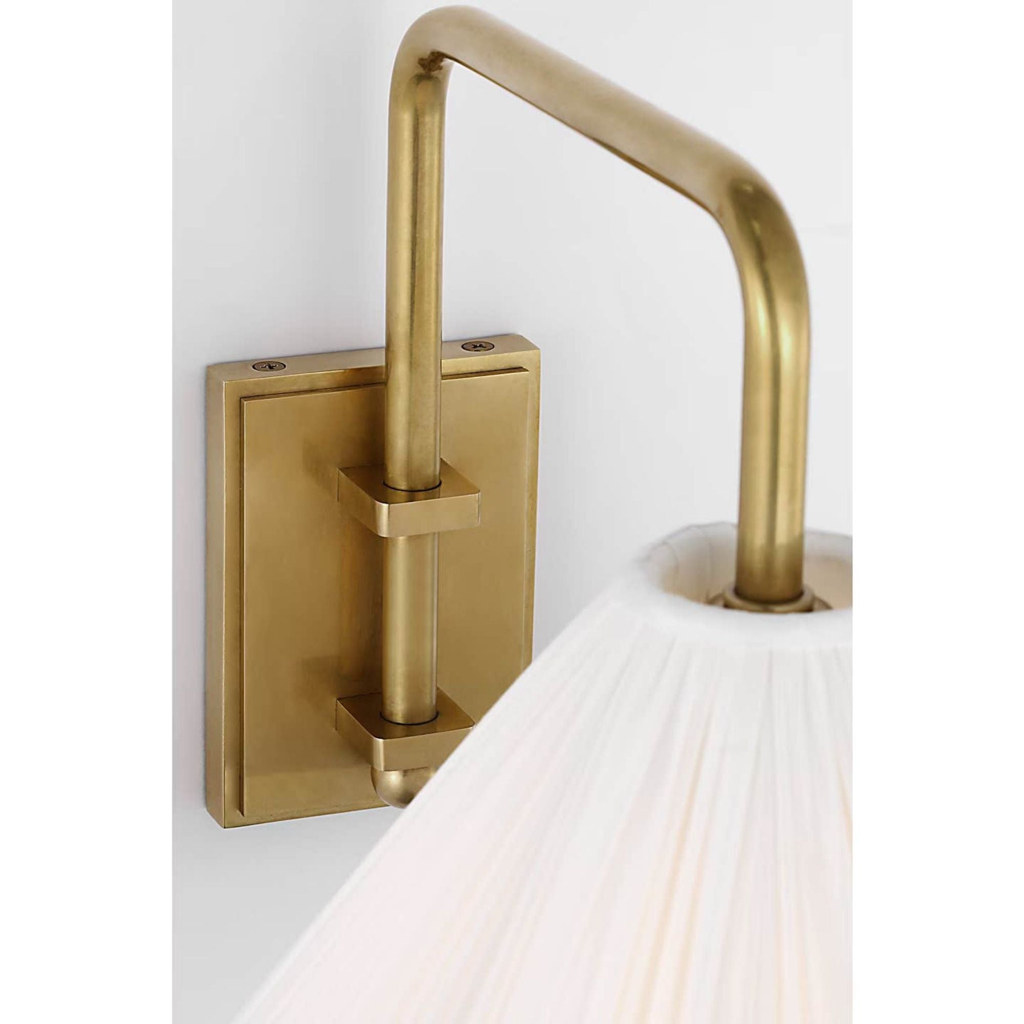 Amber Lewis Waylon 8" Articulating Sconce in Hand-Rubbed Antique Brass with Silk Pleated Shade W10" x H8.75" x E13"