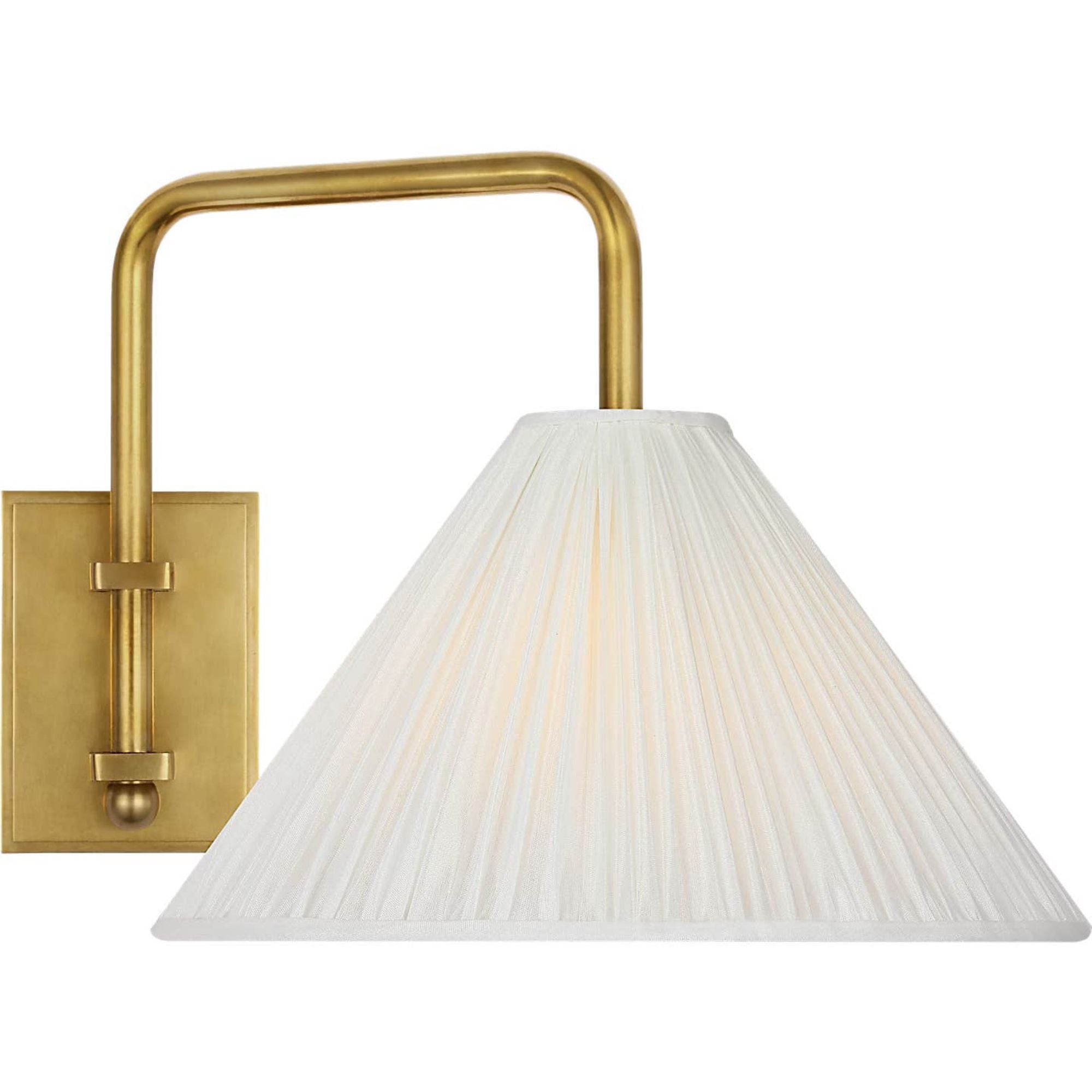 Amber Lewis Waylon 8" Articulating Sconce in Hand-Rubbed Antique Brass with Silk Pleated Shade W10" x H8.75" x E13"