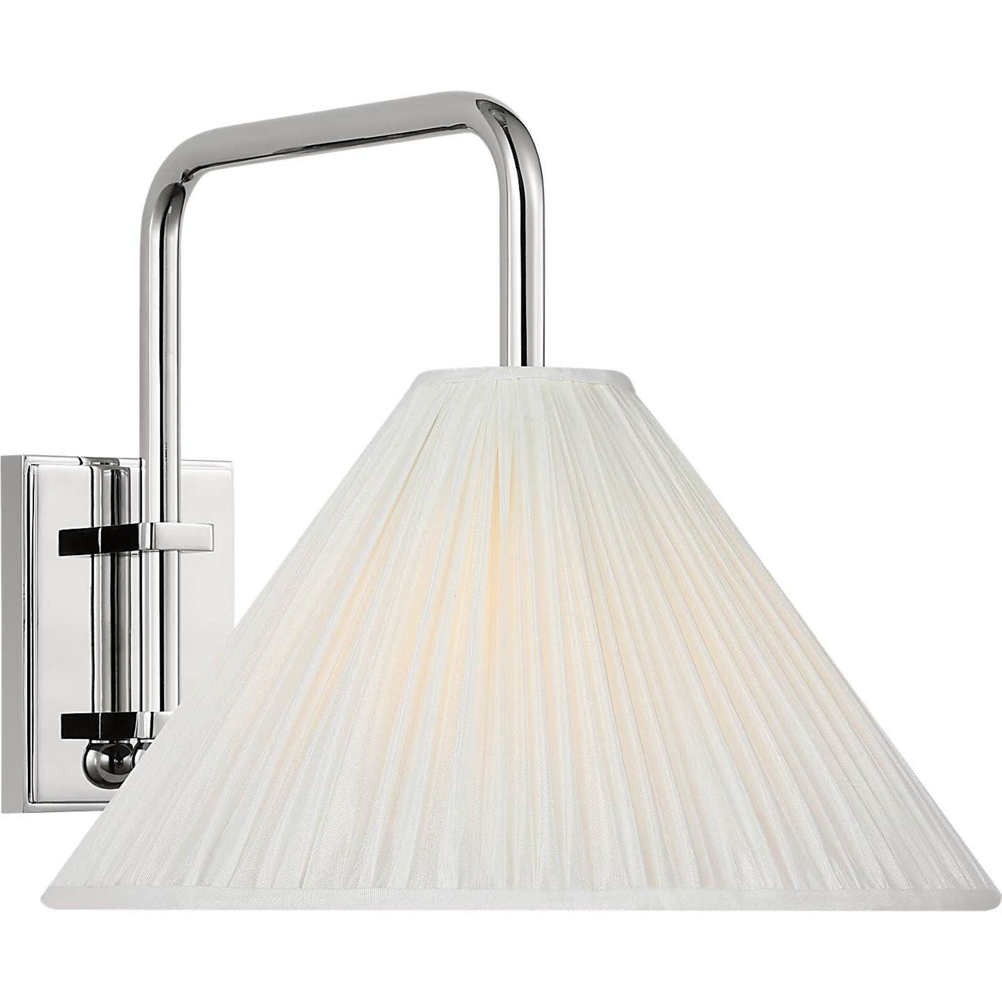 Amber Lewis Waylon 8" Articulating Sconce in Polished Nickel with Silk Pleated Shade W10" x H8.75" x E13"