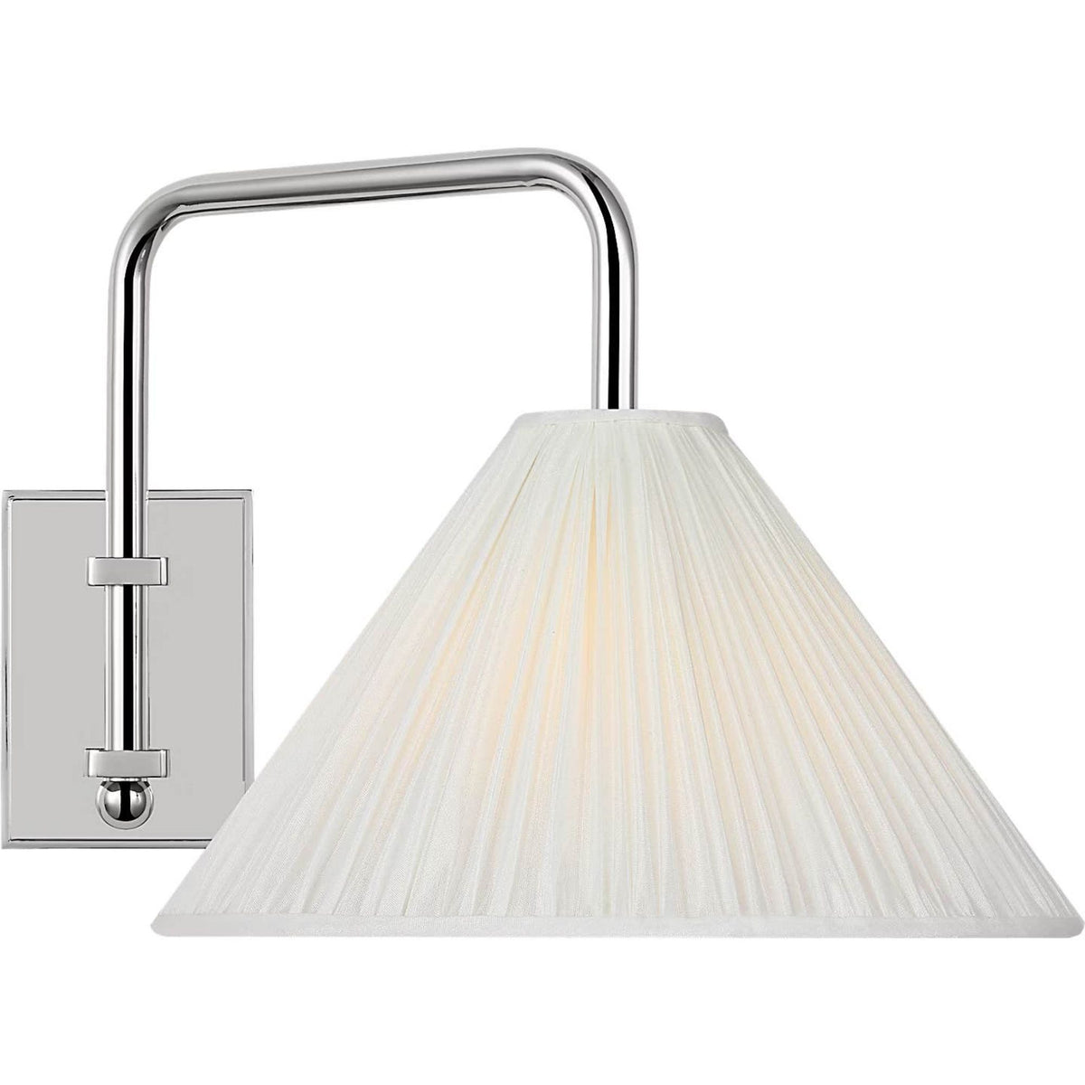 Amber Lewis Waylon 8" Articulating Sconce in Polished Nickel with Silk Pleated Shade W10" x H8.75" x E13"