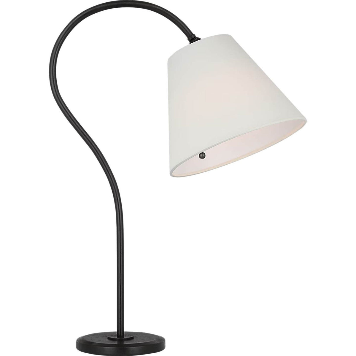 Amber Lewis Dume 24" Arched Table Lamp in Aged Iron with Linen Shade W9.5" x H23.5" x E17.5"