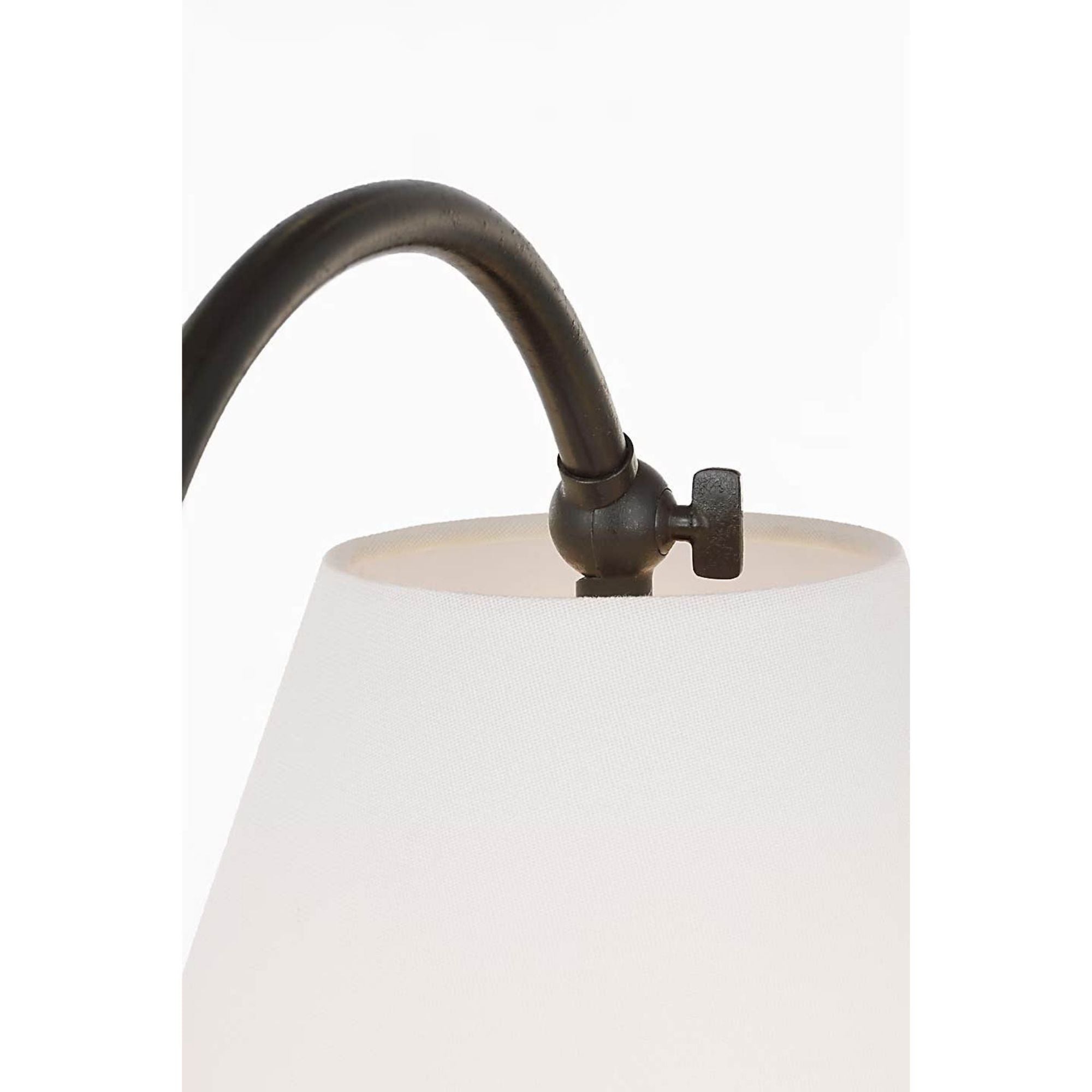 Amber Lewis Dume 24" Arched Table Lamp in Aged Iron with Linen Shade W9.5" x H23.5" x E17.5"