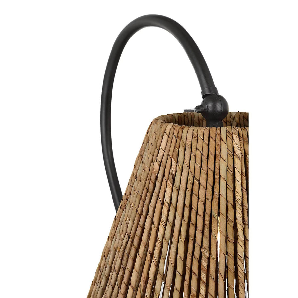 Amber Lewis Dume 24" Arched Table Lamp in Aged Iron with Natural Abaca Shade W9.5" x H23.5" x E17.5"