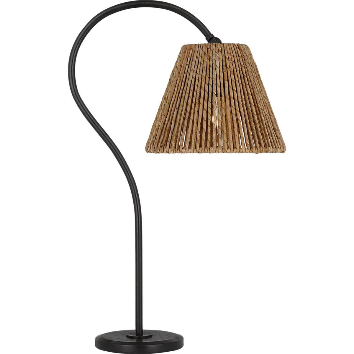 Amber Lewis Dume 24" Arched Table Lamp in Aged Iron with Natural Abaca Shade W9.5" x H23.5" x E17.5"