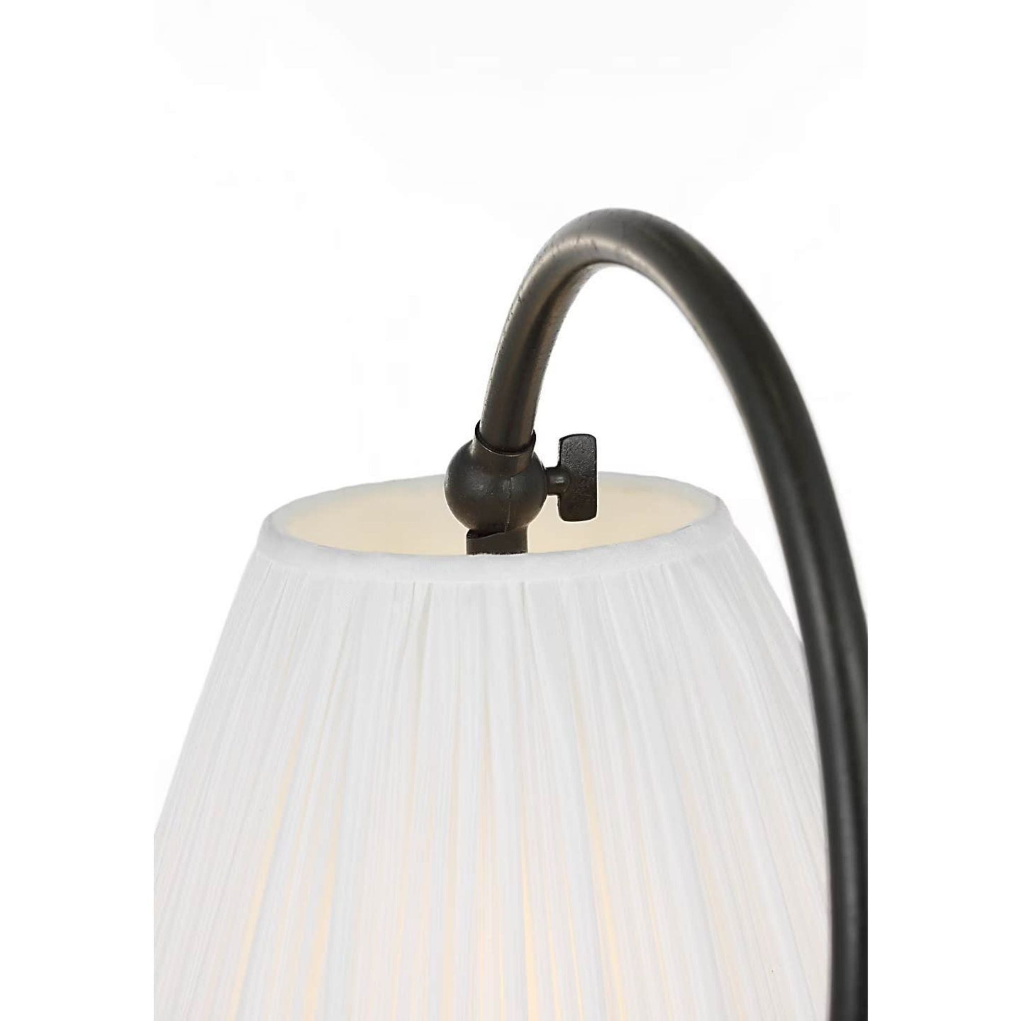 Amber Lewis Dume 24" Arched Table Lamp in Aged Iron with Silk Pleated Shade W9.5" x H23.5" x E17.5"