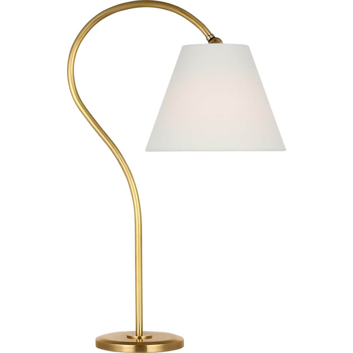 Amber Lewis Dume 24" Arched Table Lamp in Hand-Rubbed Antique Brass with Linen Shade W9.5" x H23.5" x E17.5"