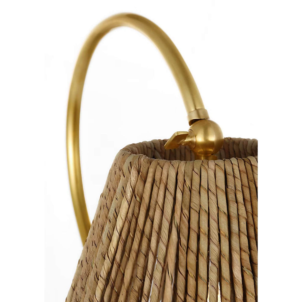 Amber Lewis Dume 24" Arched Table Lamp in Hand-Rubbed Antique Brass with Natural Abaca Shade W9.5" x H23.5" x E17.5"
