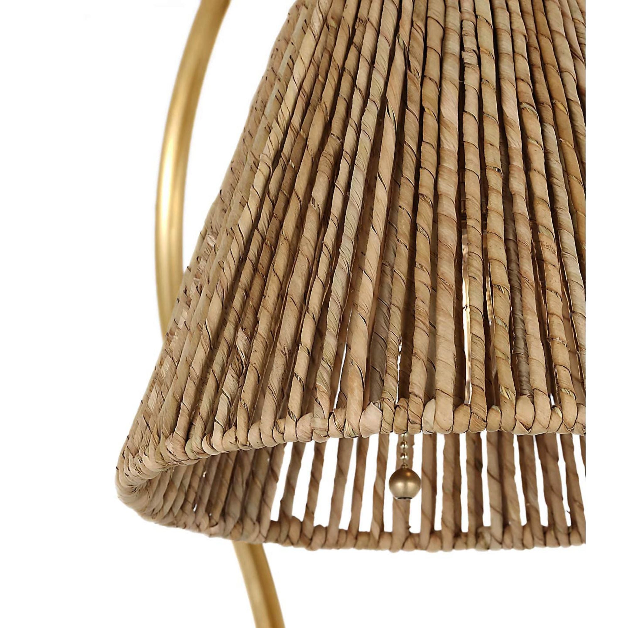 Amber Lewis Dume 24" Arched Table Lamp in Hand-Rubbed Antique Brass with Natural Abaca Shade W9.5" x H23.5" x E17.5"