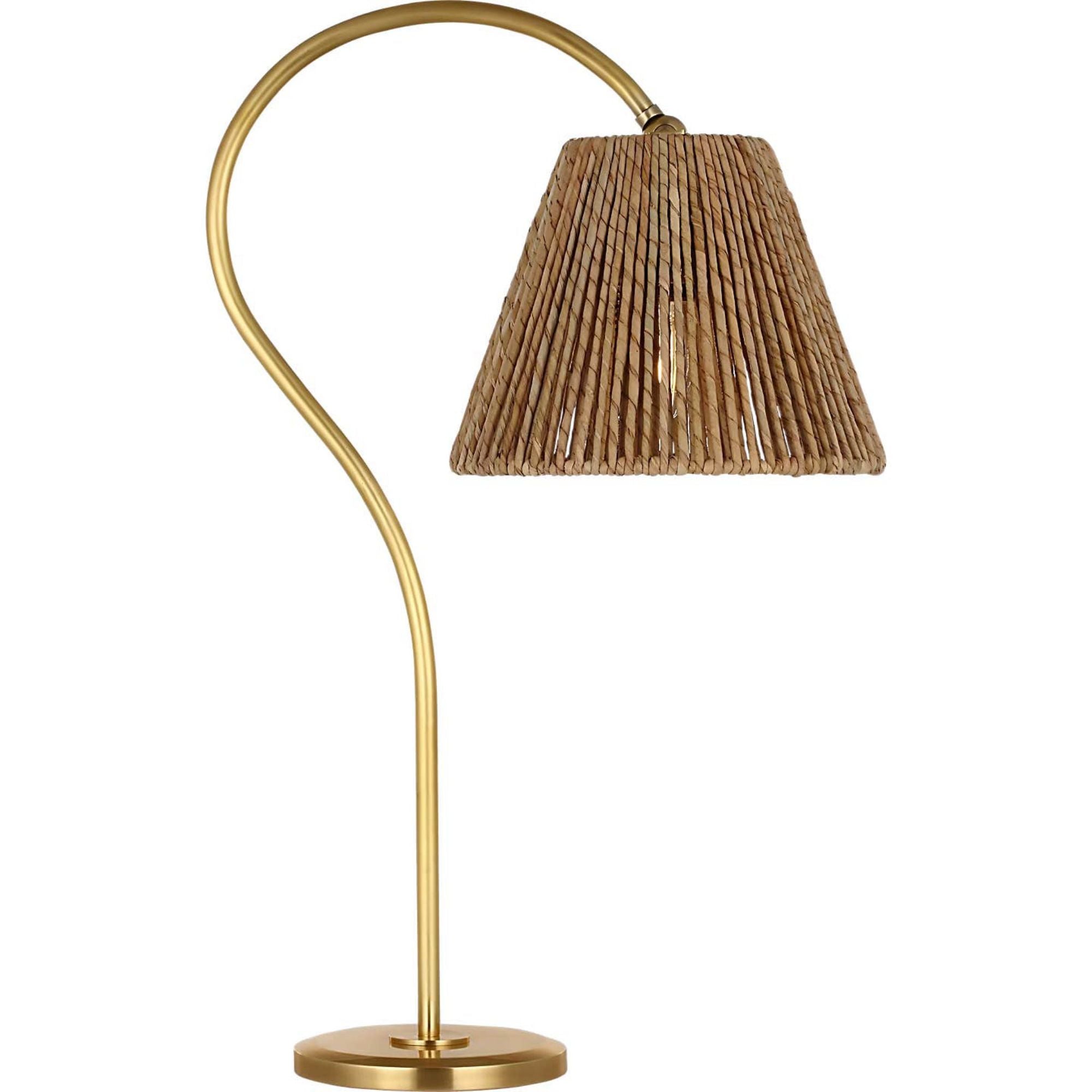 Amber Lewis Dume 24" Arched Table Lamp in Hand-Rubbed Antique Brass with Natural Abaca Shade W9.5" x H23.5" x E17.5"