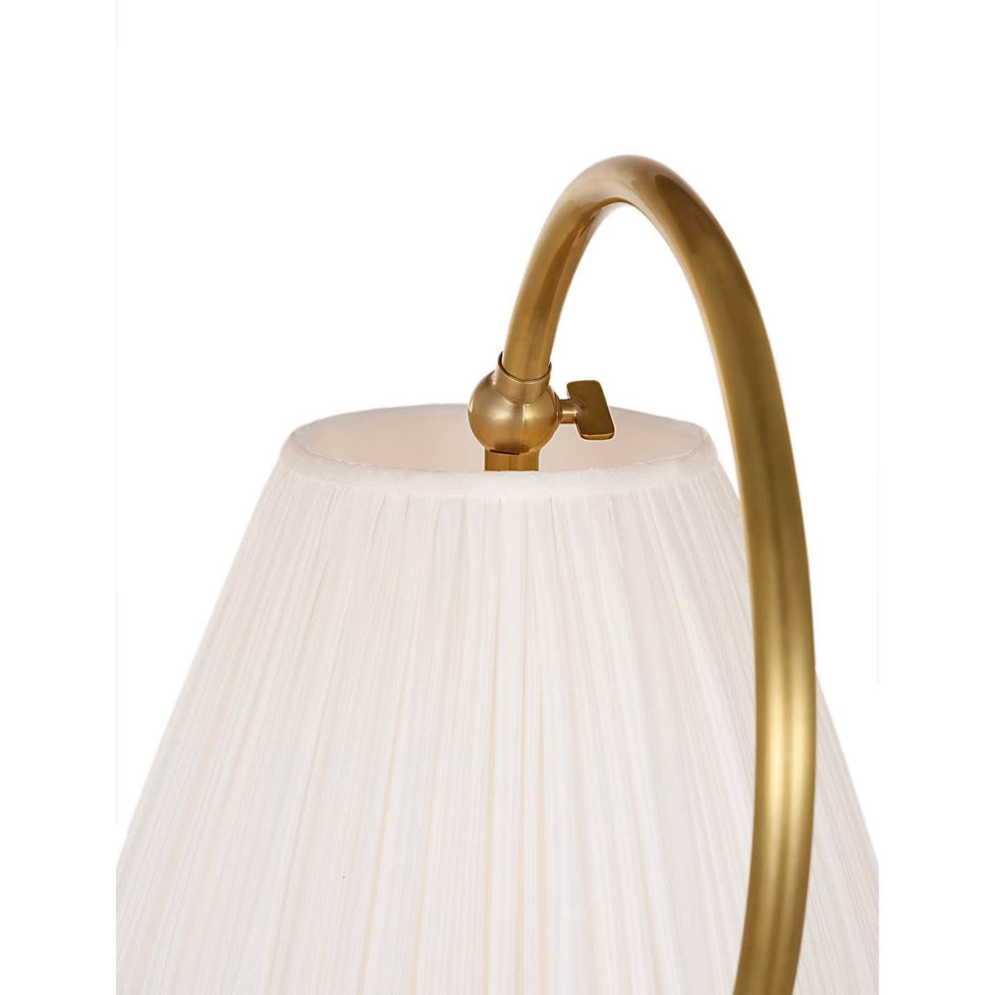Amber Lewis Dume 24" Arched Table Lamp in Hand-Rubbed Antique Brass with Silk Pleated Shade W9.5" x H23.5" x E17.5"
