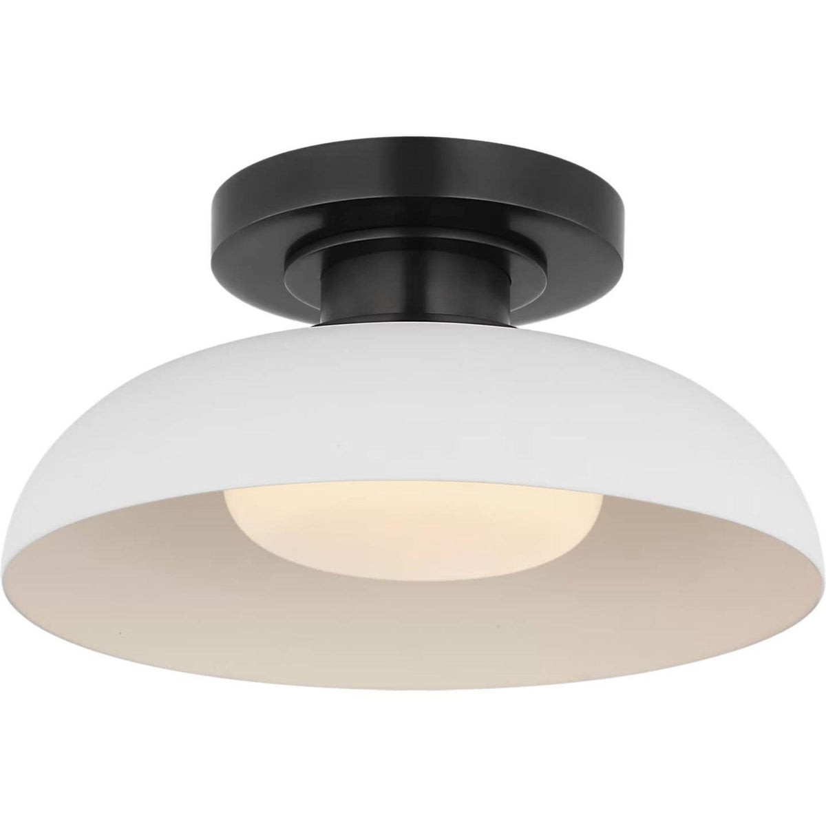 Amber Lewis Cyrus 8" Flush Mount in Bronze and Matte White with White Glass W8" x H4"