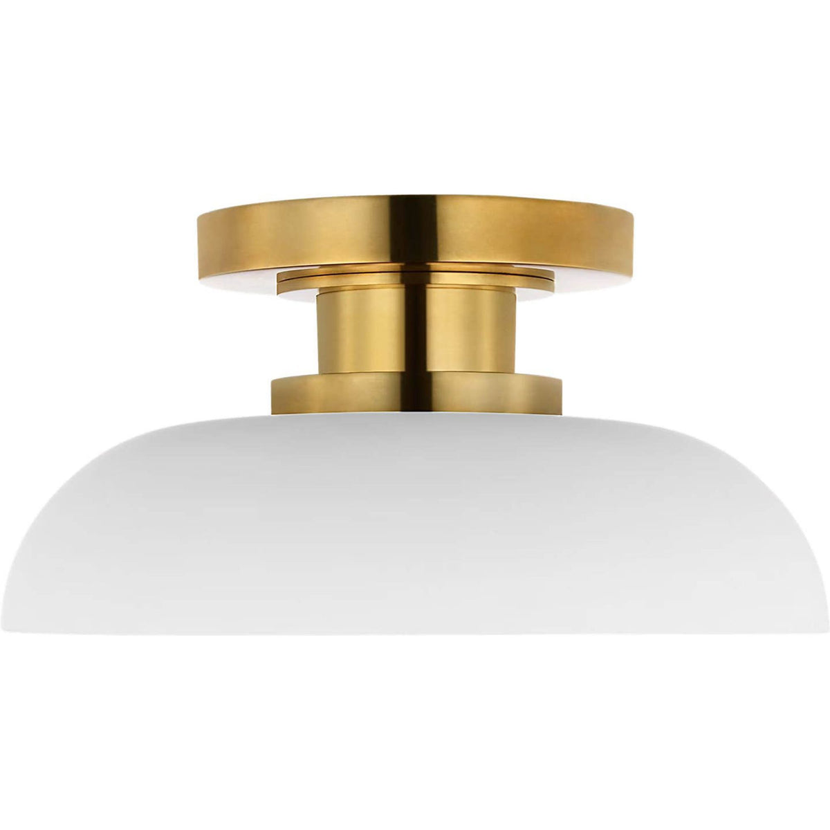 Amber Lewis Cyrus 8" Flush Mount in Hand-Rubbed Antique Brass and Matte White with White Glass W8" x H4"