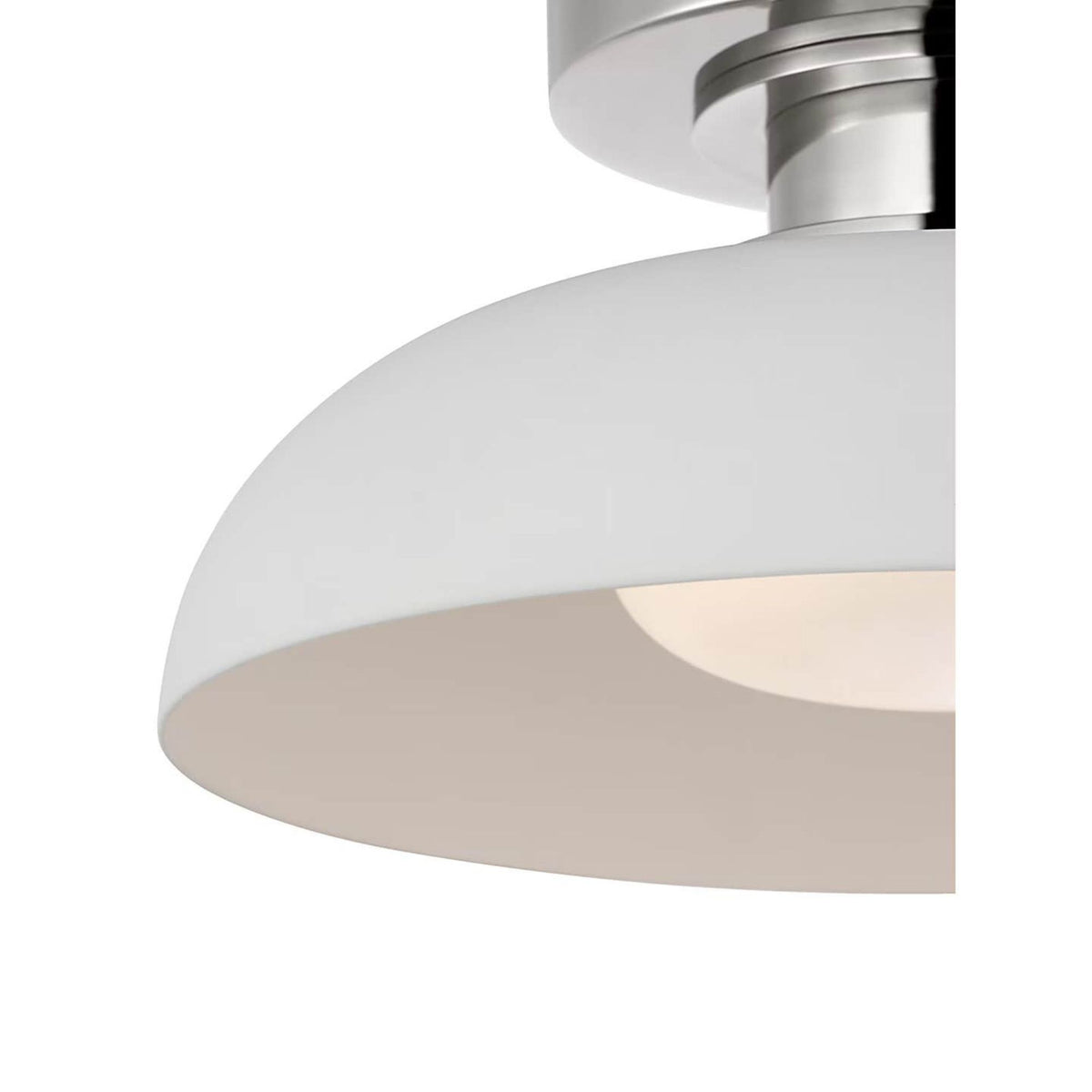Amber Lewis Cyrus 8" Flush Mount in Polished Nickel and Matte White with White Glass W8" x H4"