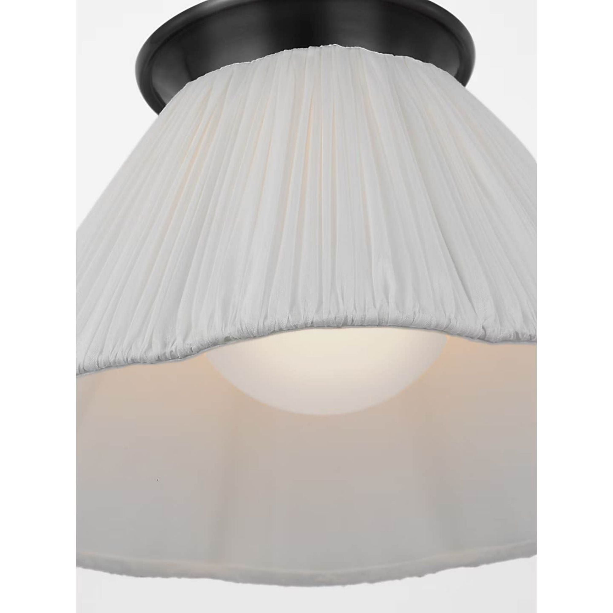 Amber Lewis Bradley 12" Flush Mount in Bronze with Scalloped Silk Pleated Shade W12" x H6.75"