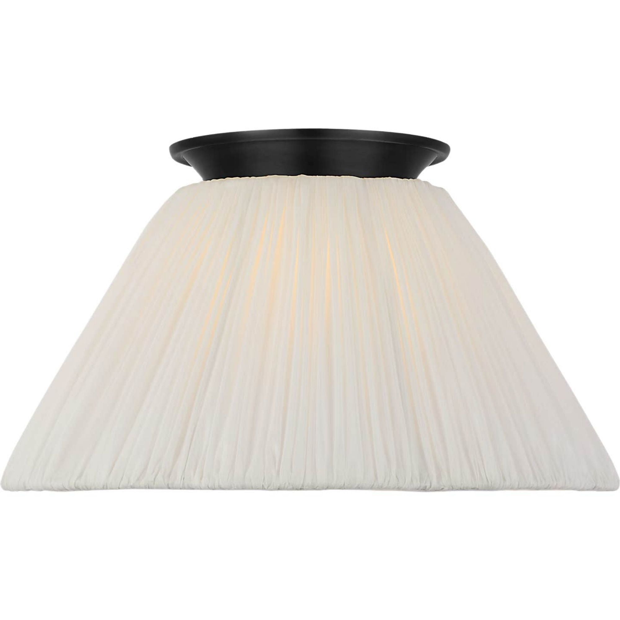 Amber Lewis Bradley 12" Flush Mount in Bronze with Scalloped Silk Pleated Shade W12" x H6.75"