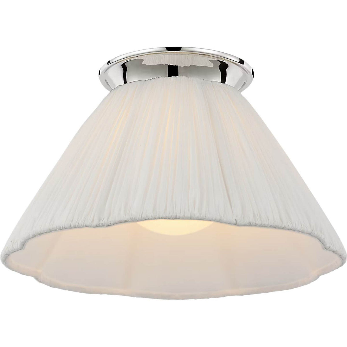 Amber Lewis Bradley 12" Flush Mount in Polished Nickel with Scalloped Silk Pleated Shade W12" x H6.75"