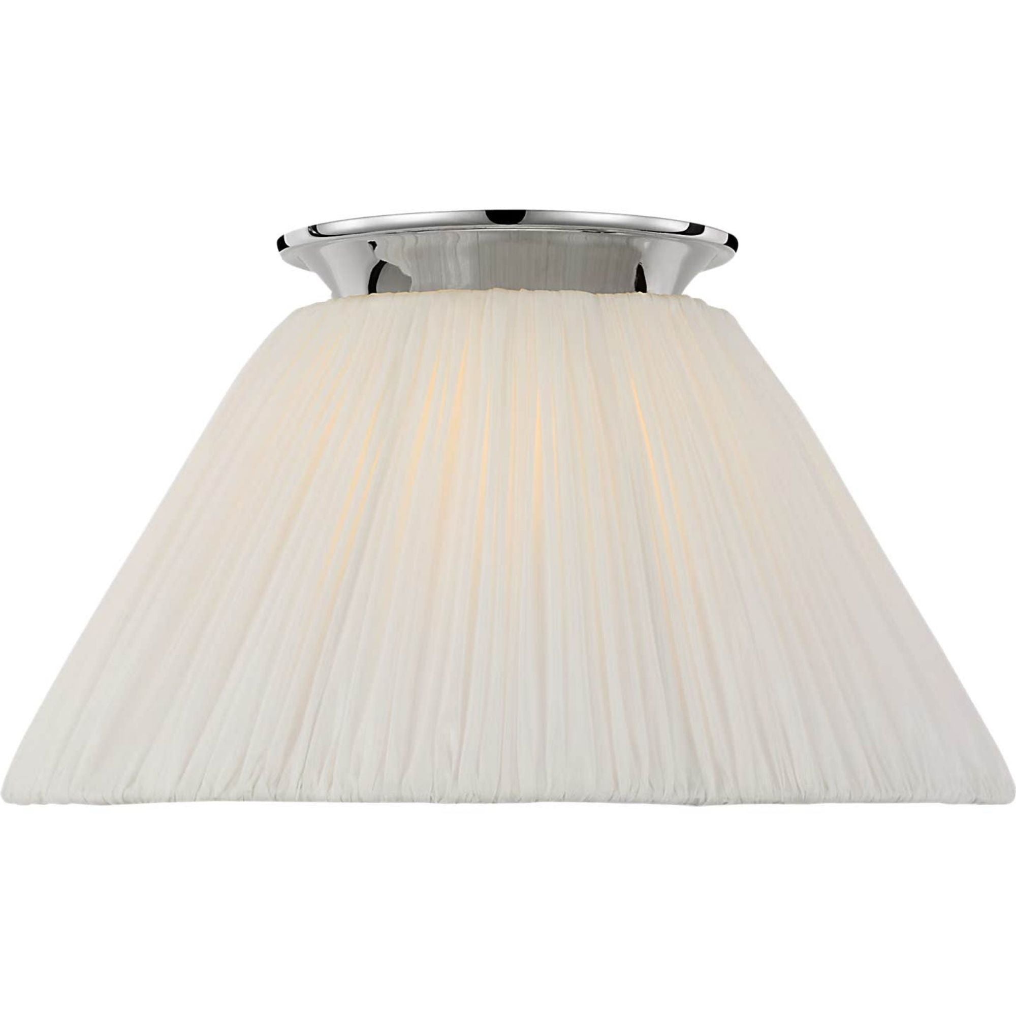 Amber Lewis Bradley 12" Flush Mount in Polished Nickel with Scalloped Silk Pleated Shade W12" x H6.75"