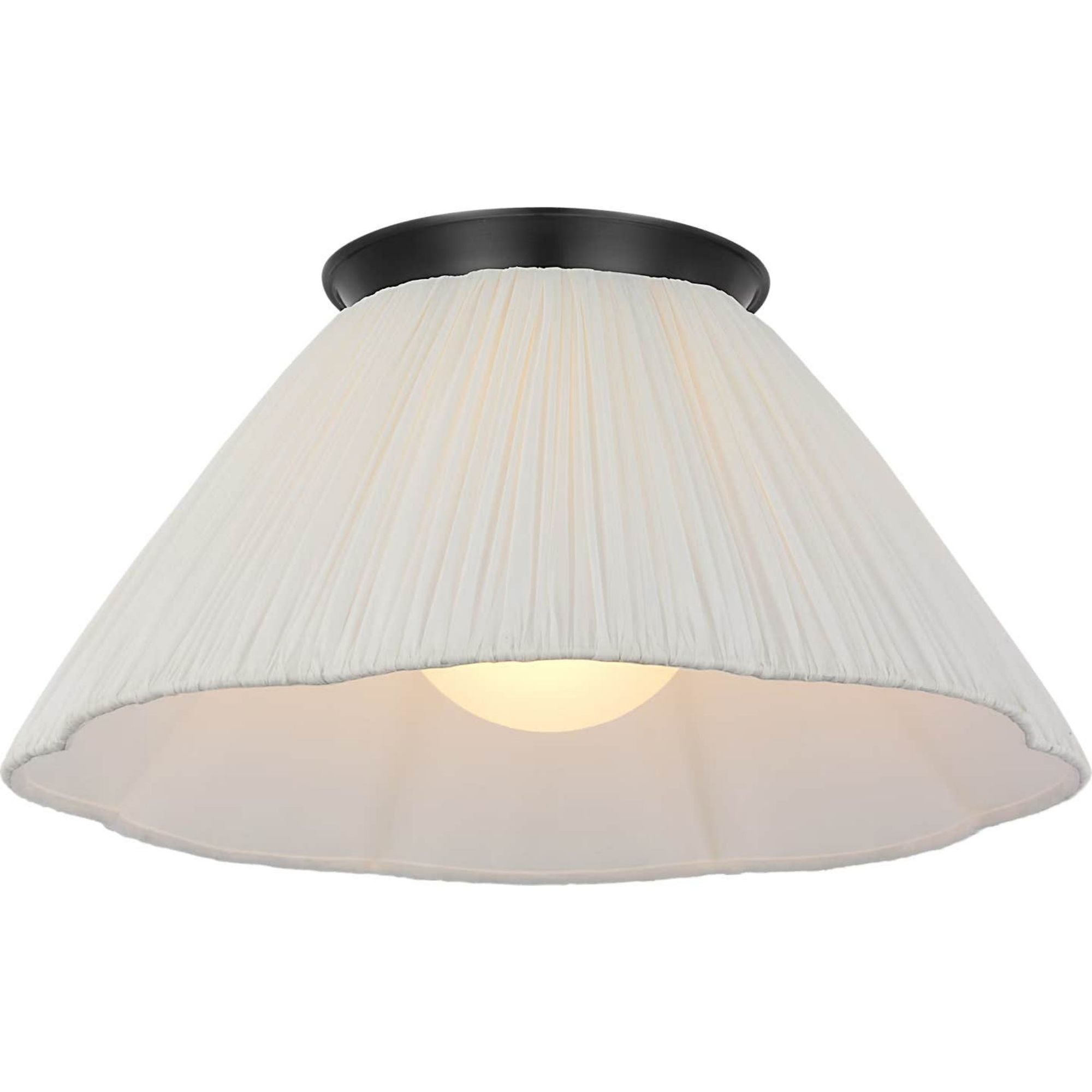 Amber Lewis Bradley 18" Flush Mount in Bronze with Scalloped Silk Pleated Shade W18" x H8.75"