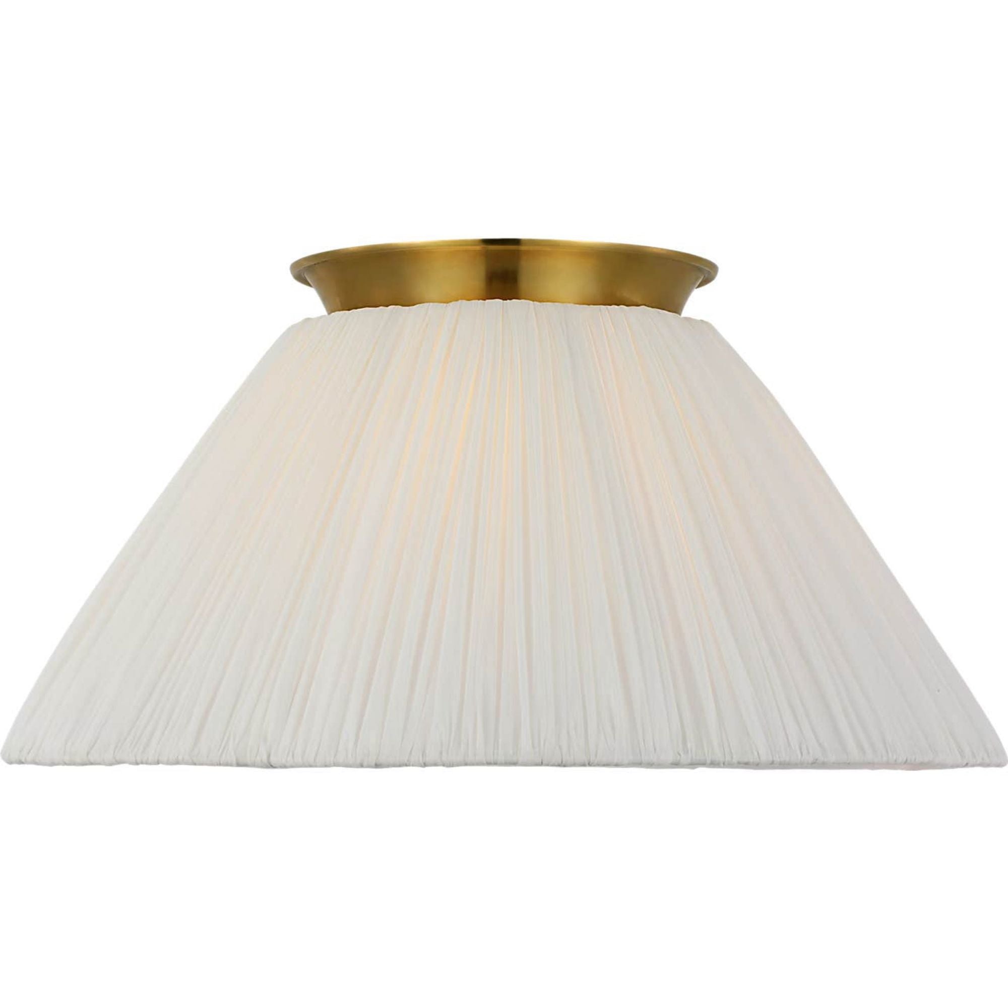 Amber Lewis Bradley 18" Flush Mount in Hand-Rubbed Antique Brass with Scalloped Silk Pleated Shade W18" x H8.75"