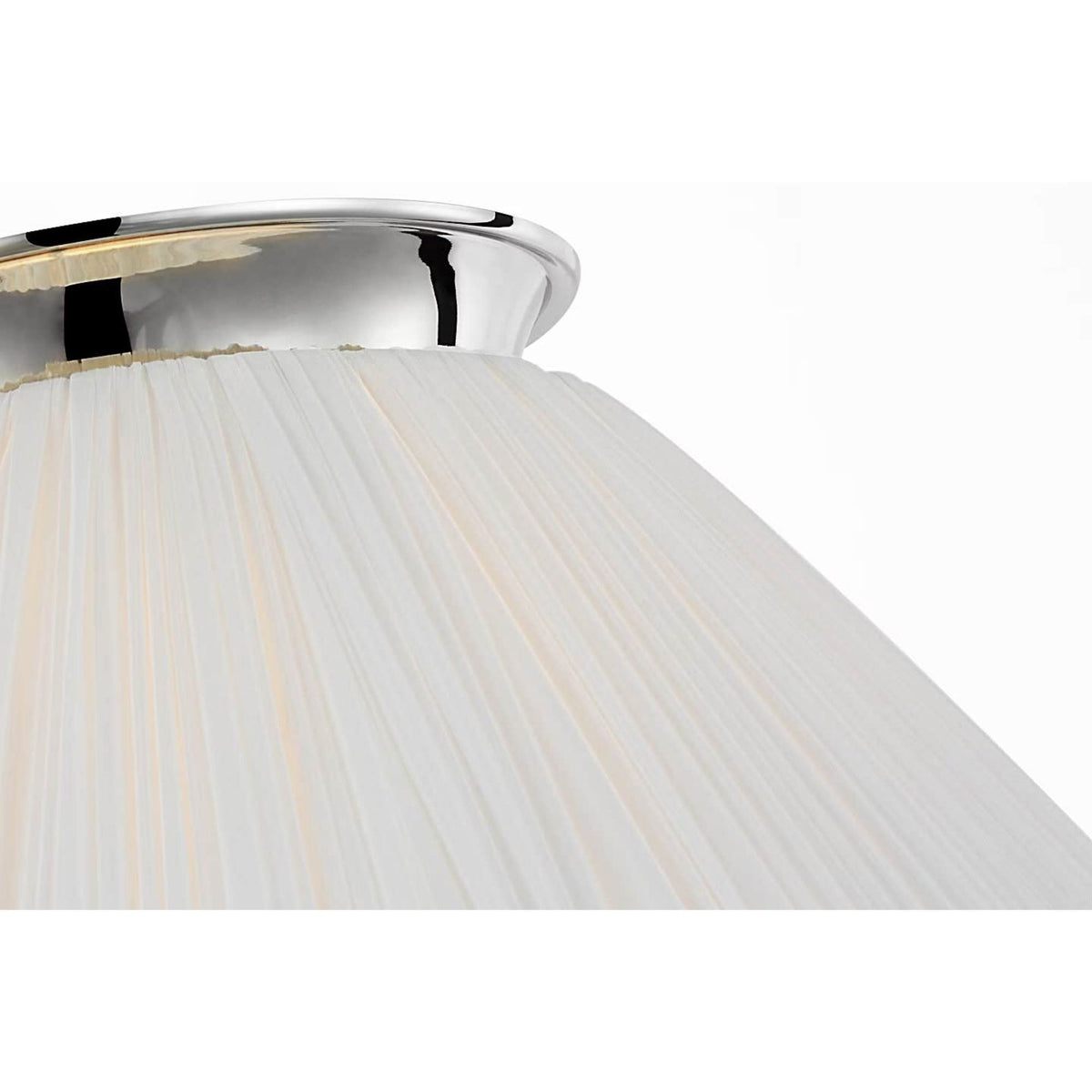 Amber Lewis Bradley 18" Flush Mount in Polished Nickel with Scalloped Silk Pleated Shade W18" x H8.75"