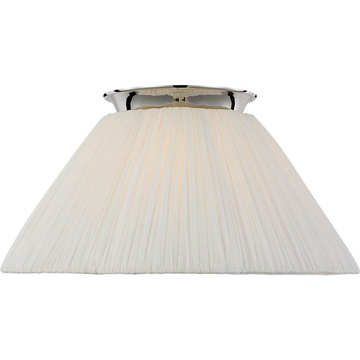 Amber Lewis Bradley 18" Flush Mount in Polished Nickel with Scalloped Silk Pleated Shade W18" x H8.75"