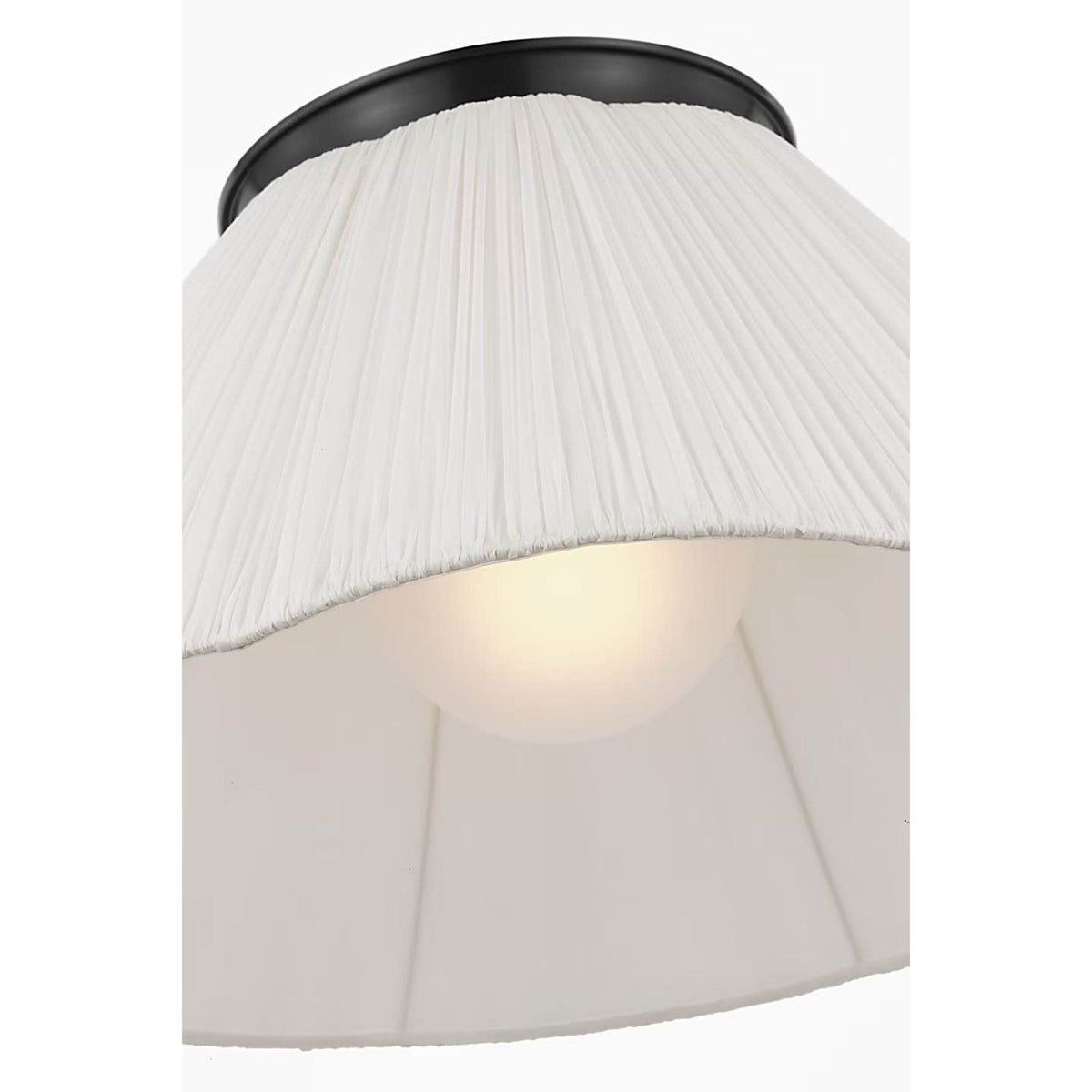 Amber Lewis Bradley 24" Flush Mount in Bronze with Scalloped Silk Pleated Shade W24" x H11.5"